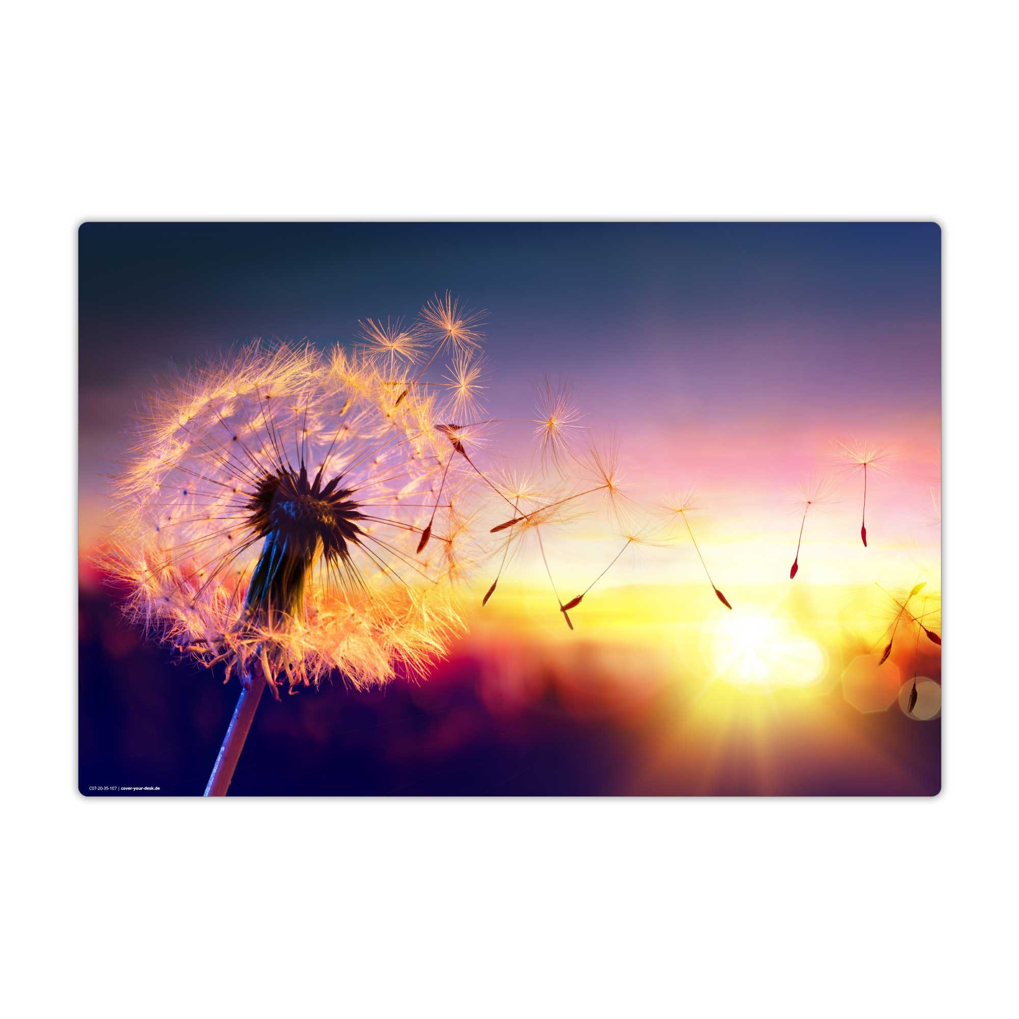 cover-your-desk.de Schreibtischunterlage Pusteblume Sonnenlicht – Schreibunterlage aus Vinyl in vers. Größen, (1 tlg., abwischbar, Hergestellt in Deutschland)