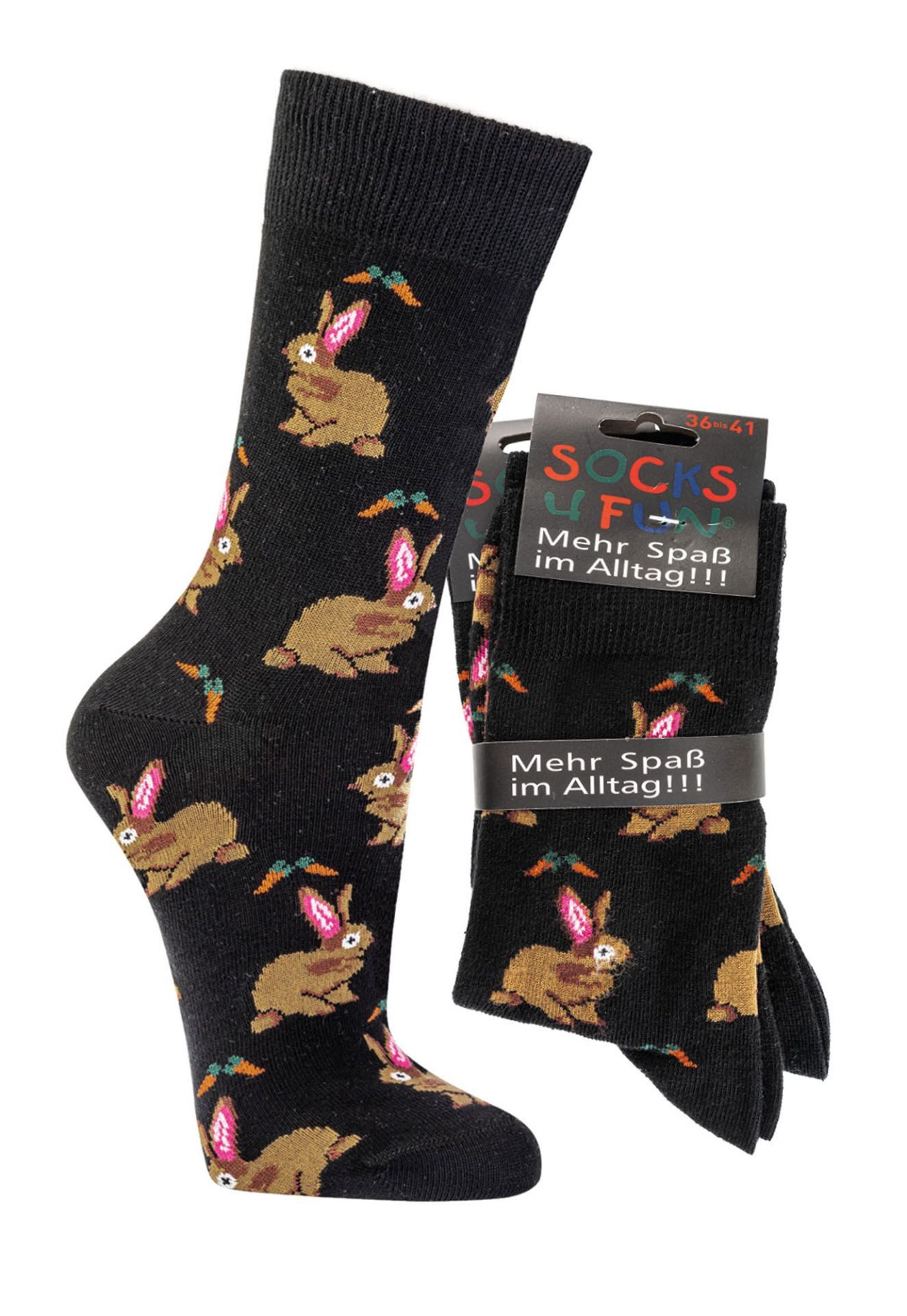 Wowerat Freizeitsocken 2 Paar Oster-Socken mit Hasen Motiv Spaß Socken Osterhase Geschenkidee