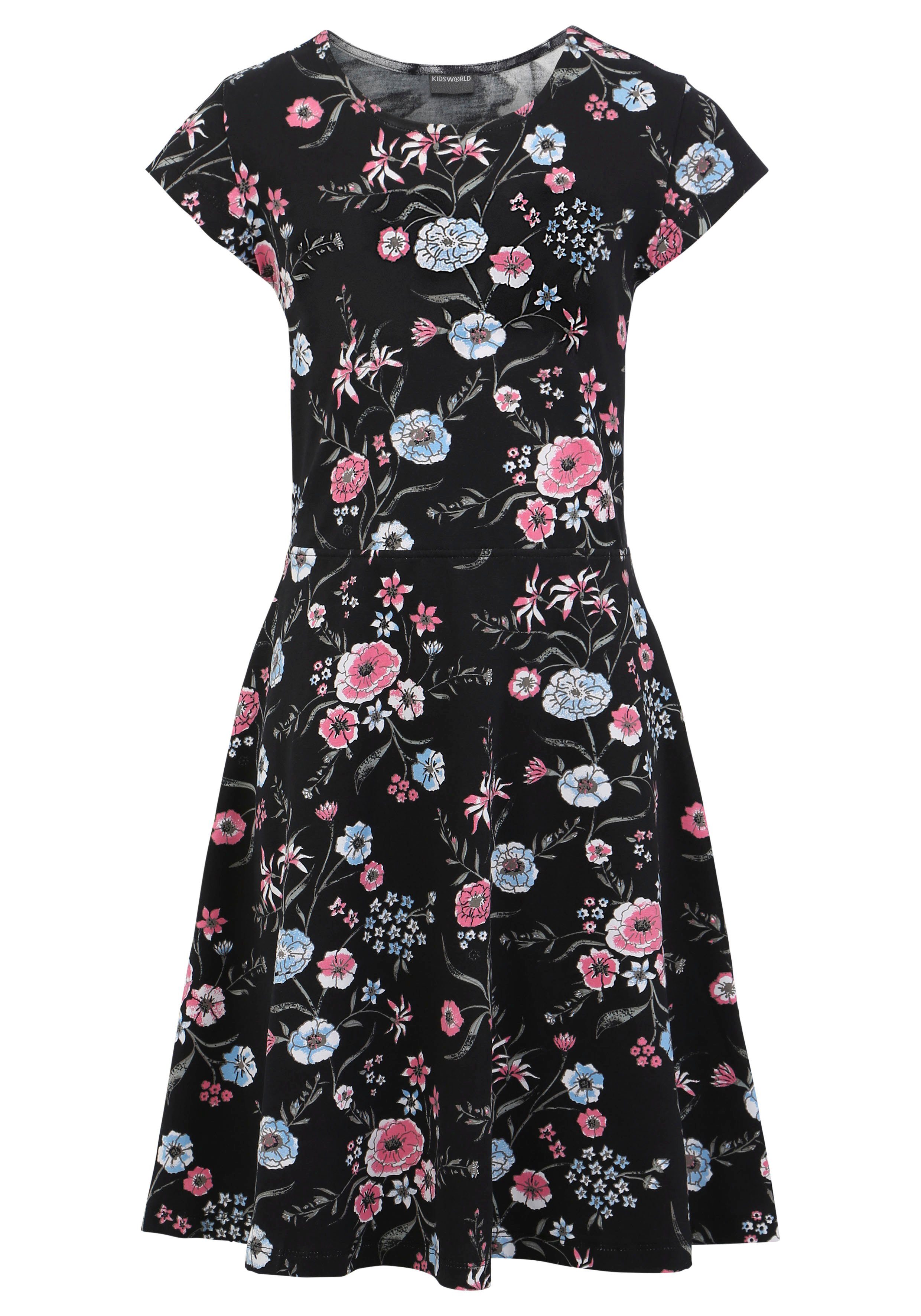 Jerseykleid Skaterkleid allover geblümt