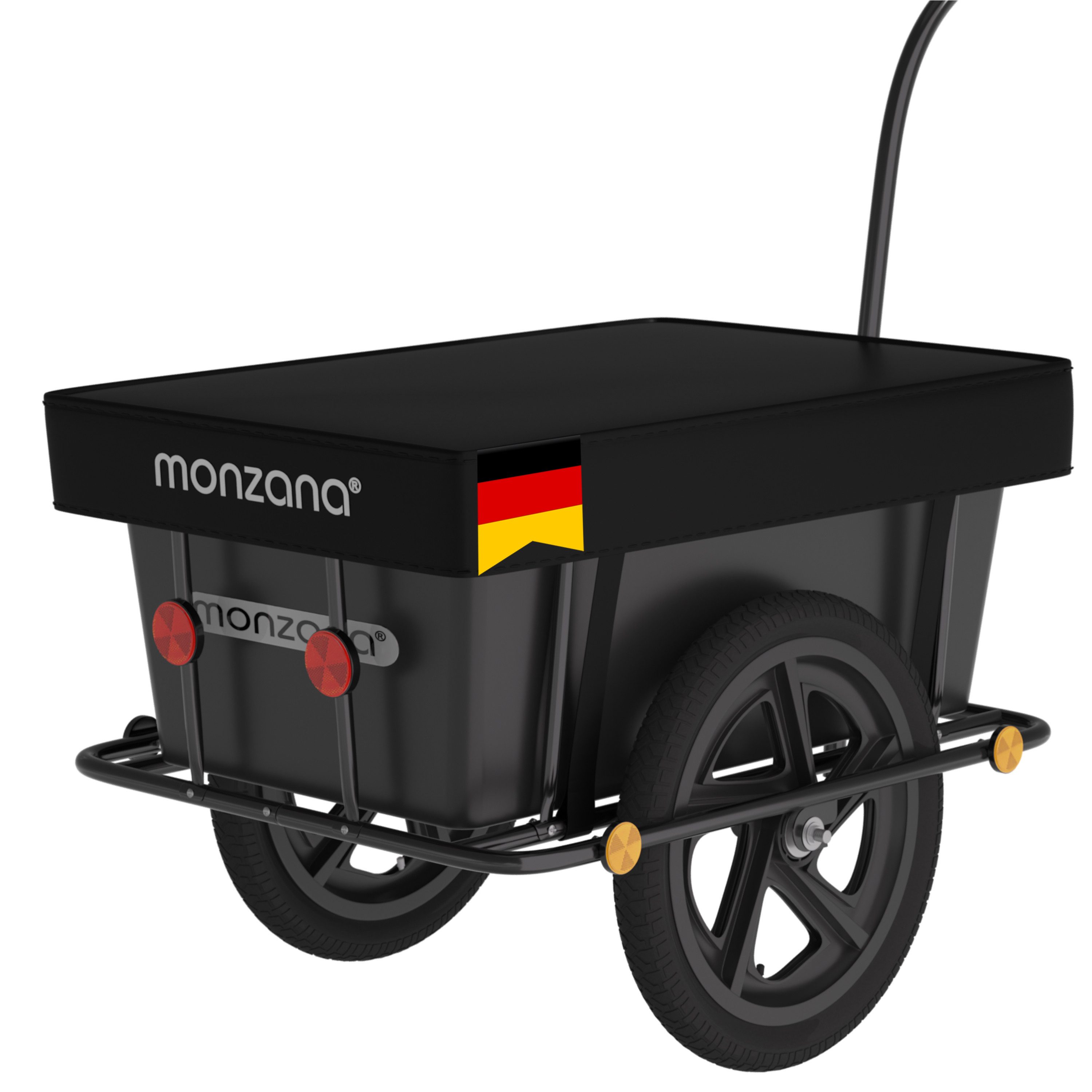 monzana Fahrradlastenanhänger, Fahrradanhänger mit 90L Kunststoffwanne inklusive Kupplung