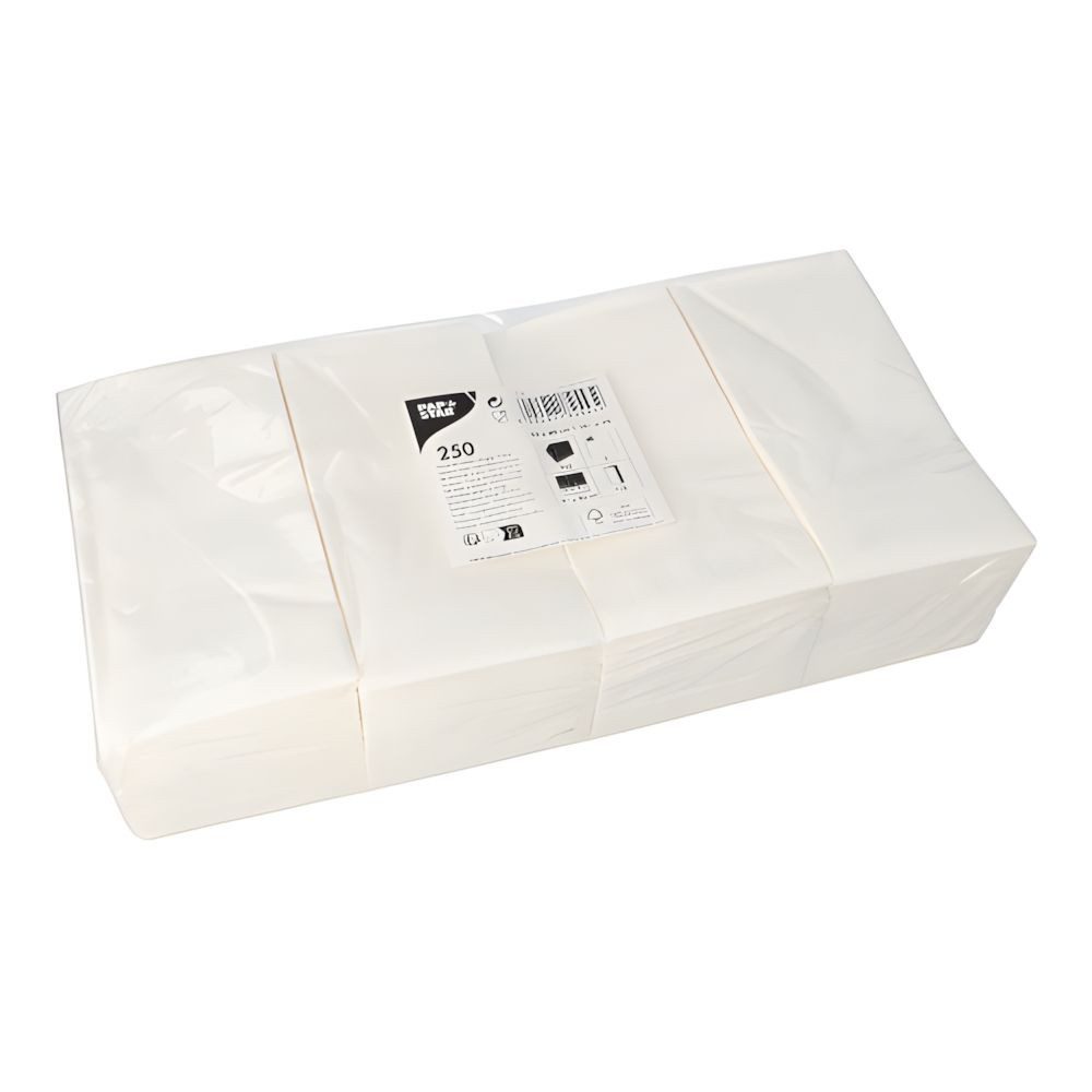 PAPSTAR Papierserviette Servietten, 2-lagig 1/8-Falz 40 cm x 40 cm weiss 250 Stk
