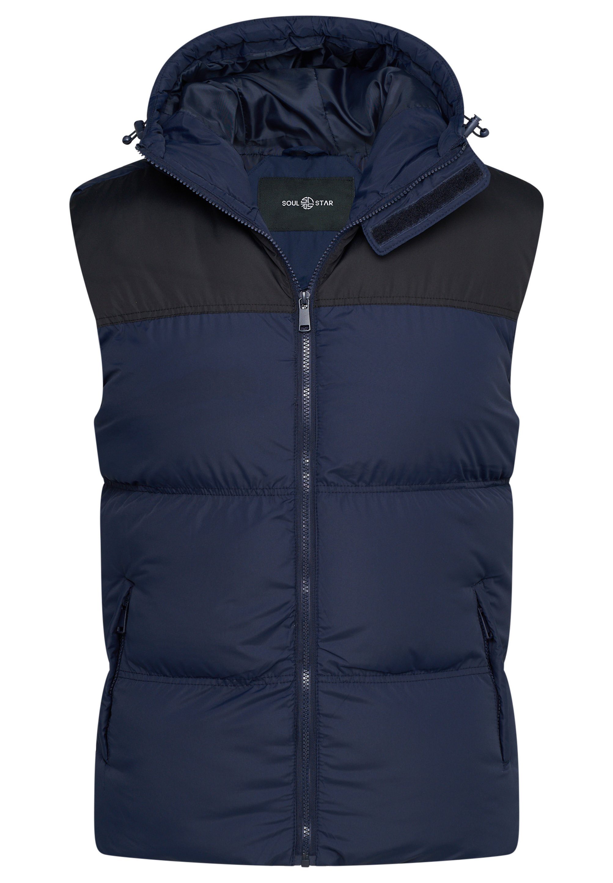 Bodywarmer warmer Panel-Navy Steppweste SOULSTAR mit Winterjacke S2MOLDE Kapuze