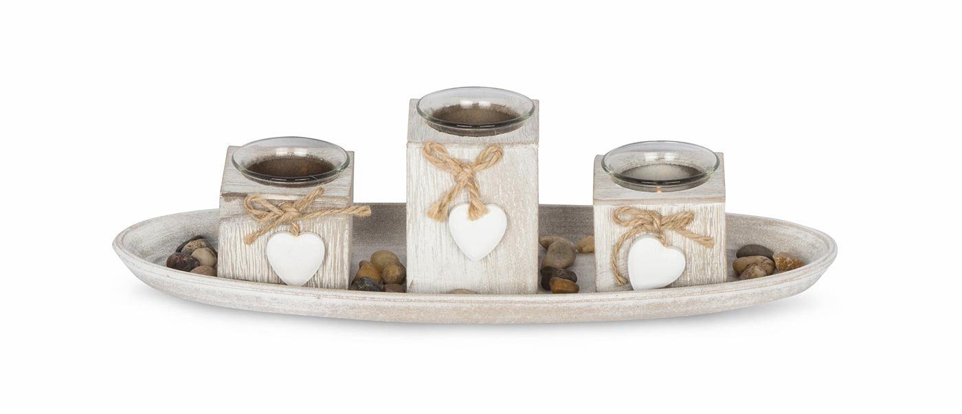 Levandeo® Teelichthalter mit Tablett, Windlicht Set günstig online kaufen