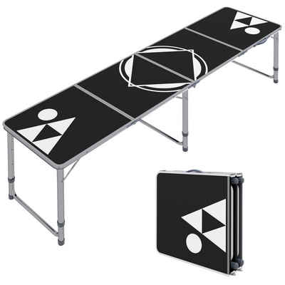 Outsunny Spieltisch Bierpong Tisch klappbarer Reisetisch, (Campingtisch, 1-tlg), für Garten, Balkon, Alu, Schwarz