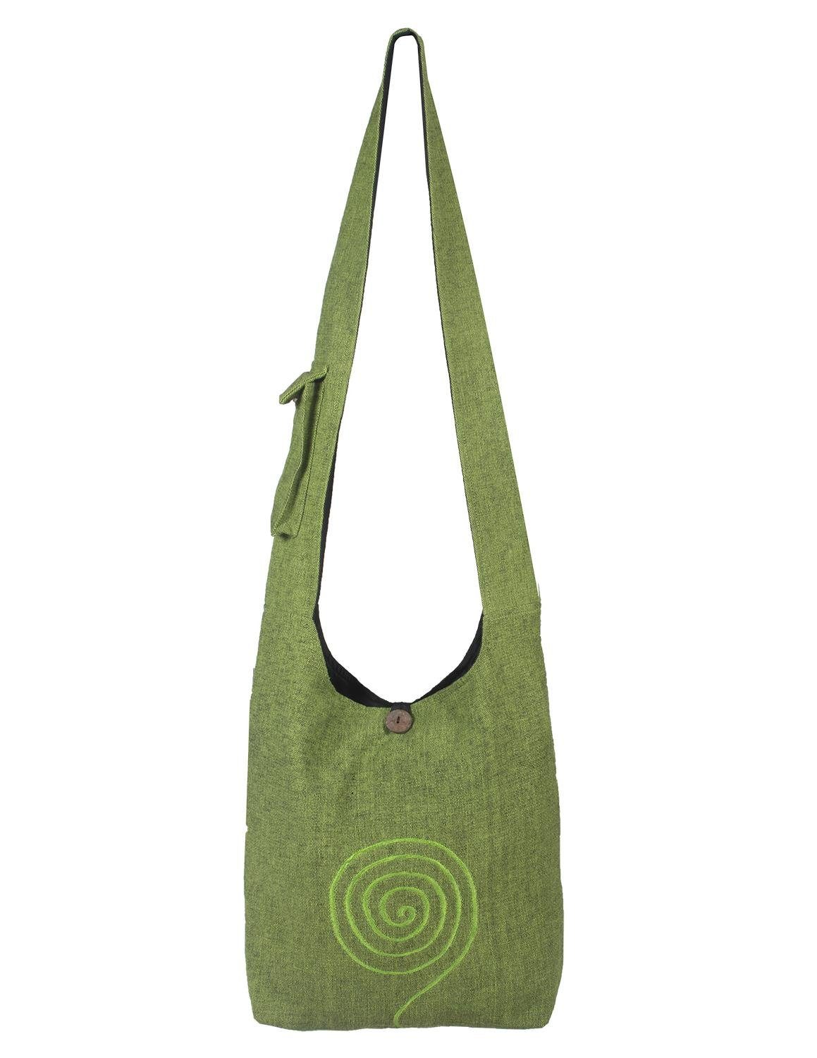 Vishes Shopper Umhängetasche mit aufgestickter Spirale, Beuteltasche, Einkaufstasche, Hippie Style