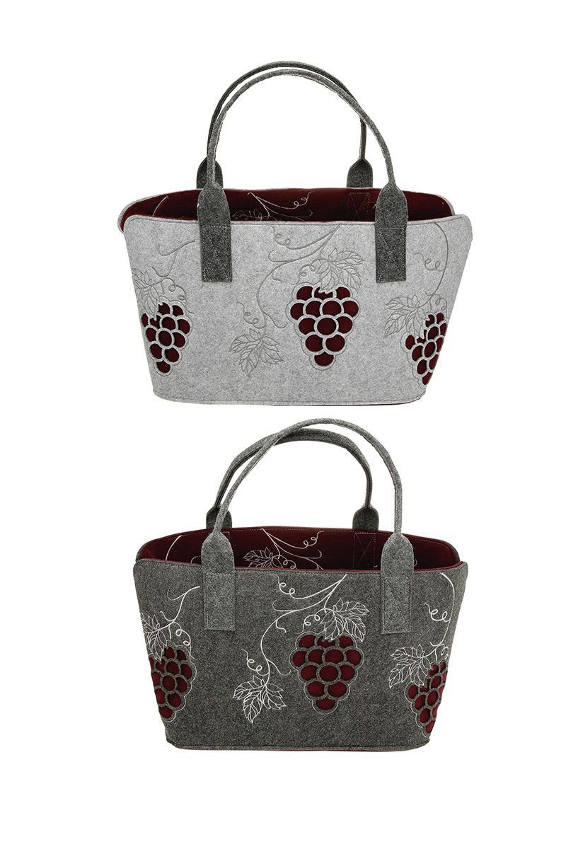 GILDE Shopper Filztasche Weinreben Shoppingtasche Grau günstig online kaufen