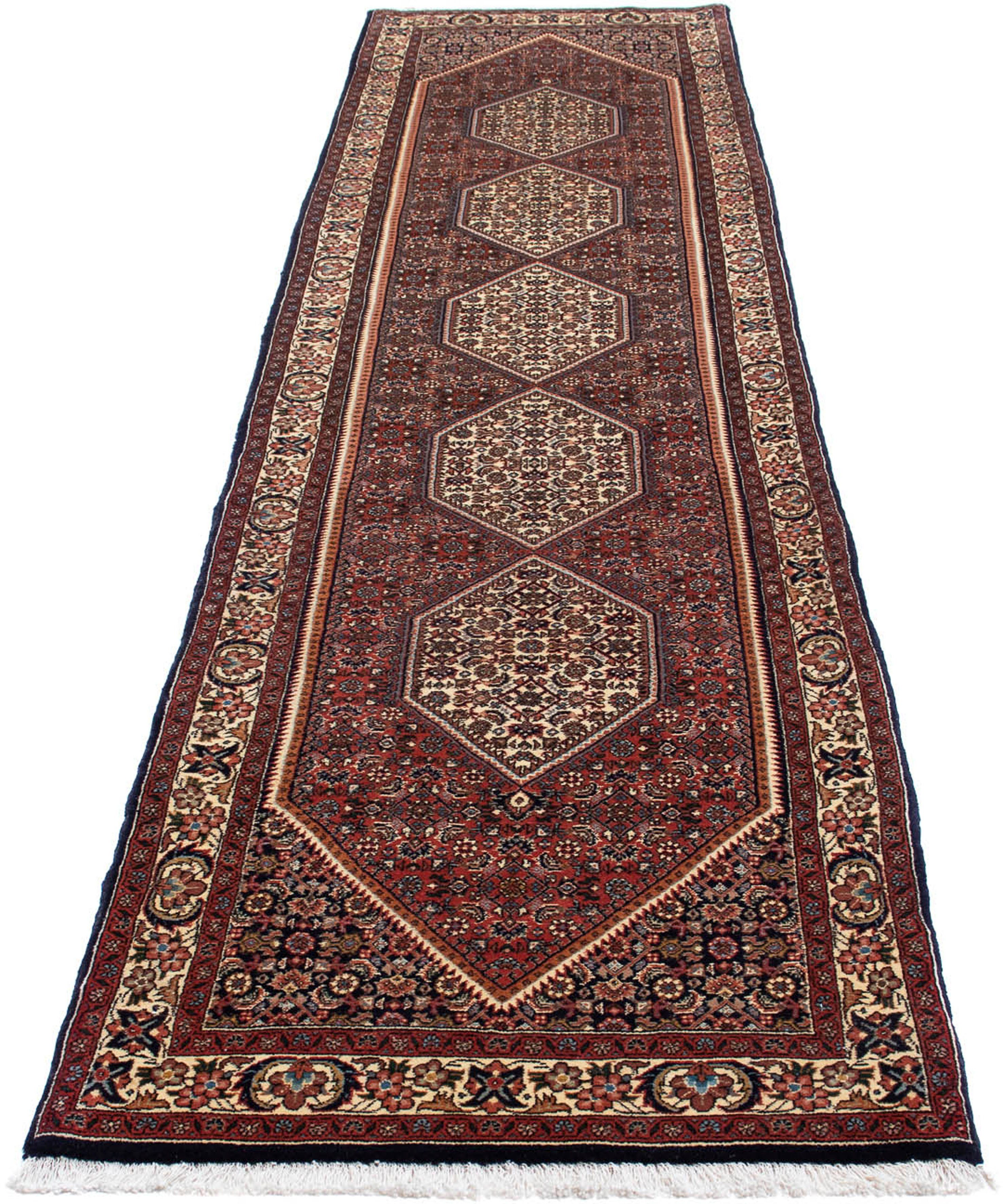 Orientteppich Perser - Bidjar - 364 x 78 cm - mehrfarbig, morgenland, rechteckig, Höhe: 15 mm, Wohnzimmer, Handgeknüpft, Einzelstück mit Zertifikat