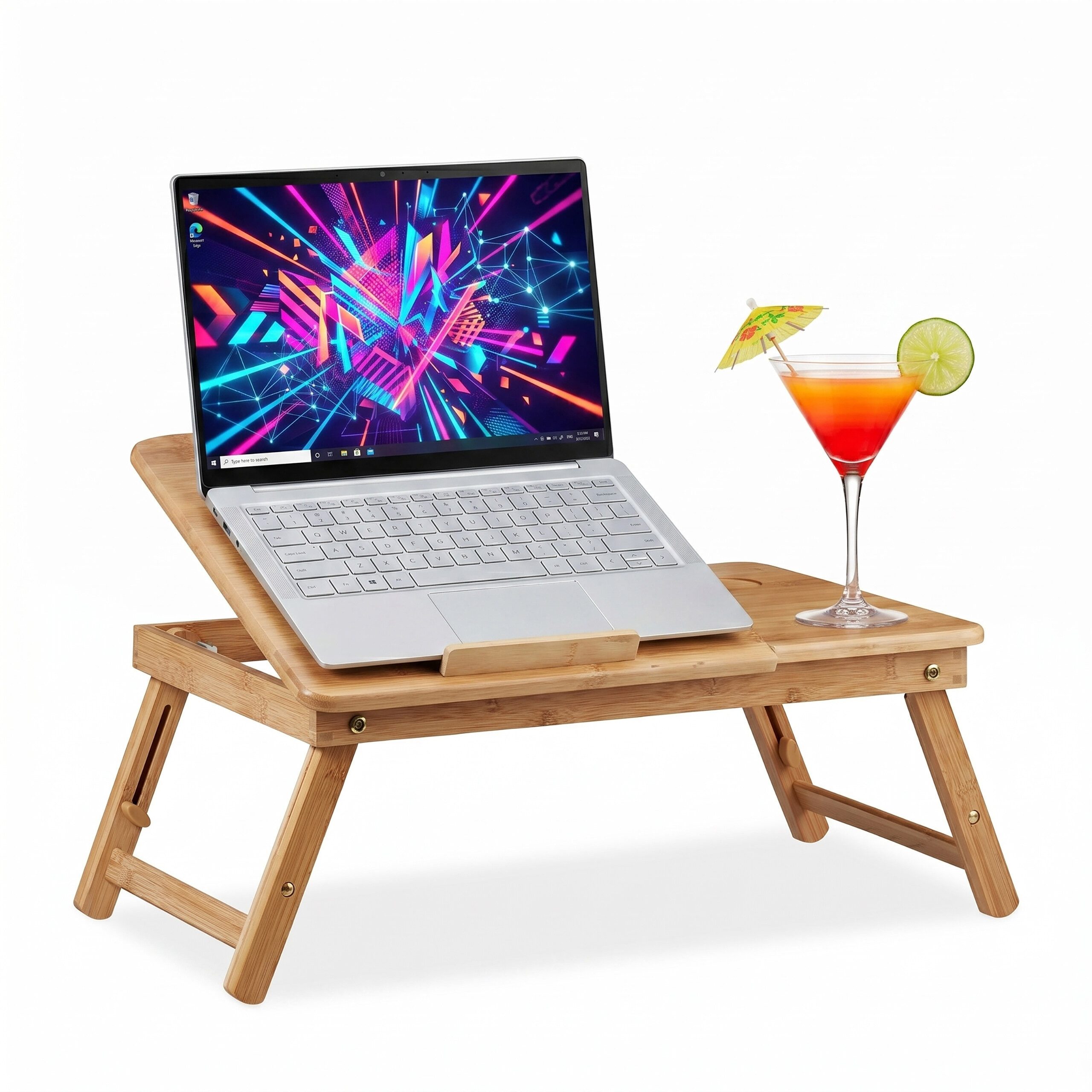 relaxdays Laptop Tablett Höhenverstellbarer Laptoptisch Bambus, Bambus, (1-tlg)