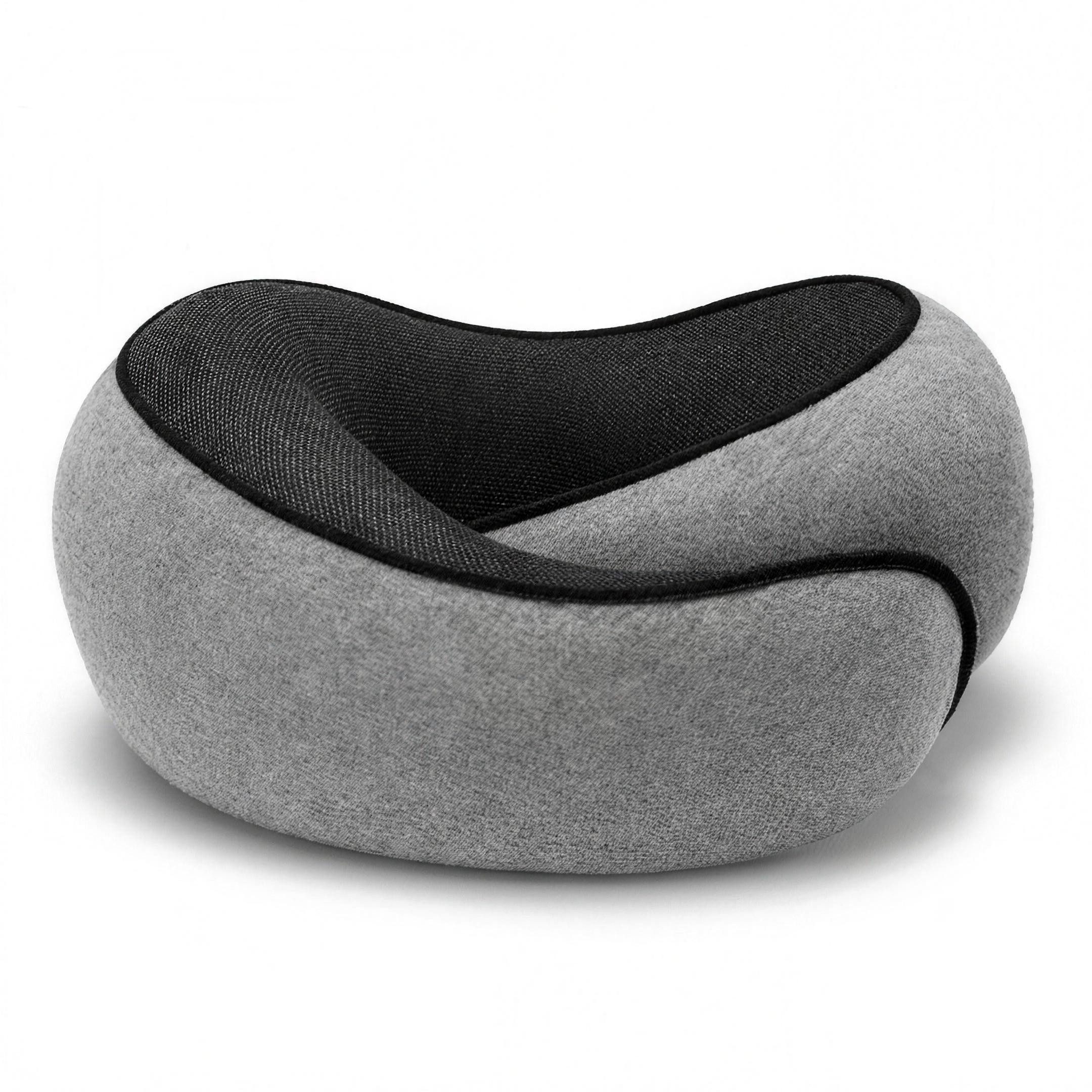 H-basics Nackenkissen Memory Foam Reisekissen Flugzeug mit Tasche Grau
