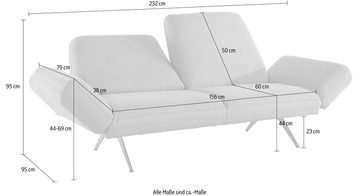 Places of Style 2-Sitzer Caiden, mit Arm- und Rückenfunktion, B/T/H: 232/95/95 cm