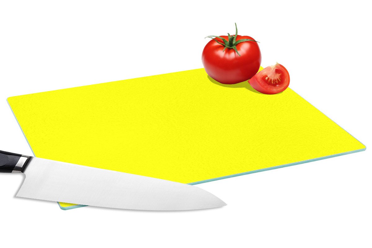 MuchoWow Schneidebrett Sunshine – Glow – Gelb, Glas, Schneidebrett Glas, Küchenbrett, Rutschfest, 28x20 cm