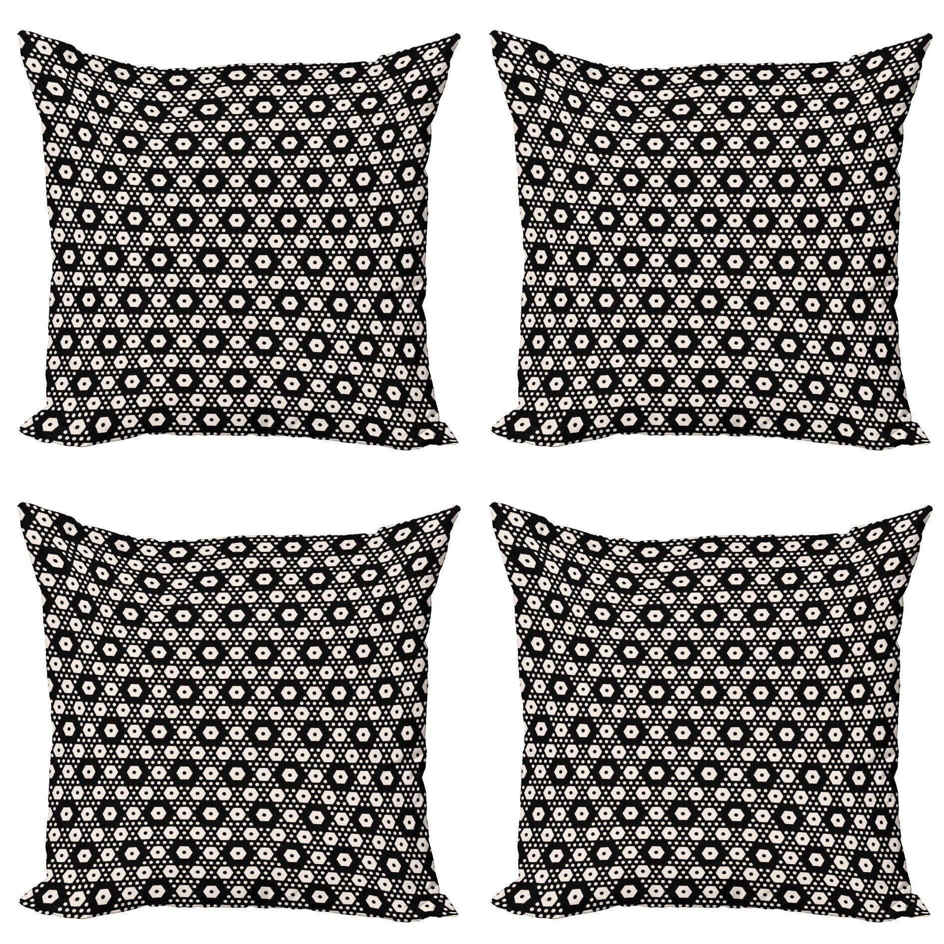 Kissenbezüge Modern Accent Doppelseitiger Digitaldruck, Abakuhaus (4 Stück), Geometrisch Große Kleine Hexagon Forms
