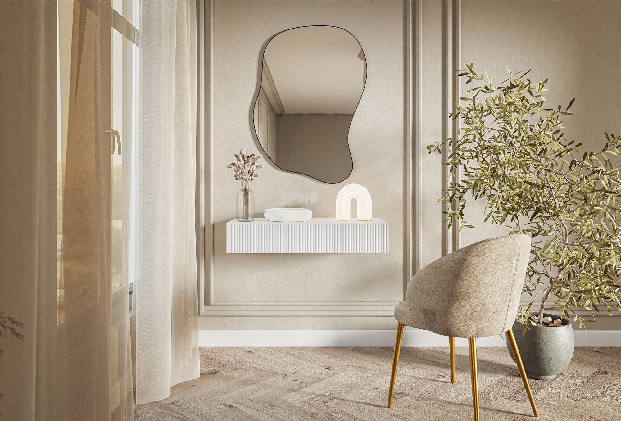 Selsey Konsolentisch VELDIO, hängend, mit gefräster Front und Schublade, 90 günstig online kaufen