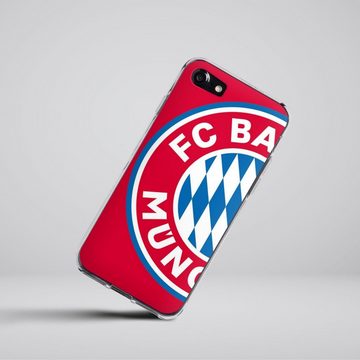 DeinDesign Handyhülle FC Bayern München Offizielles Lizenzprodukt FCB Großes FCB Logo Rot, Apple iPhone 8 Silikon Hülle Bumper Case Handy Schutzhülle