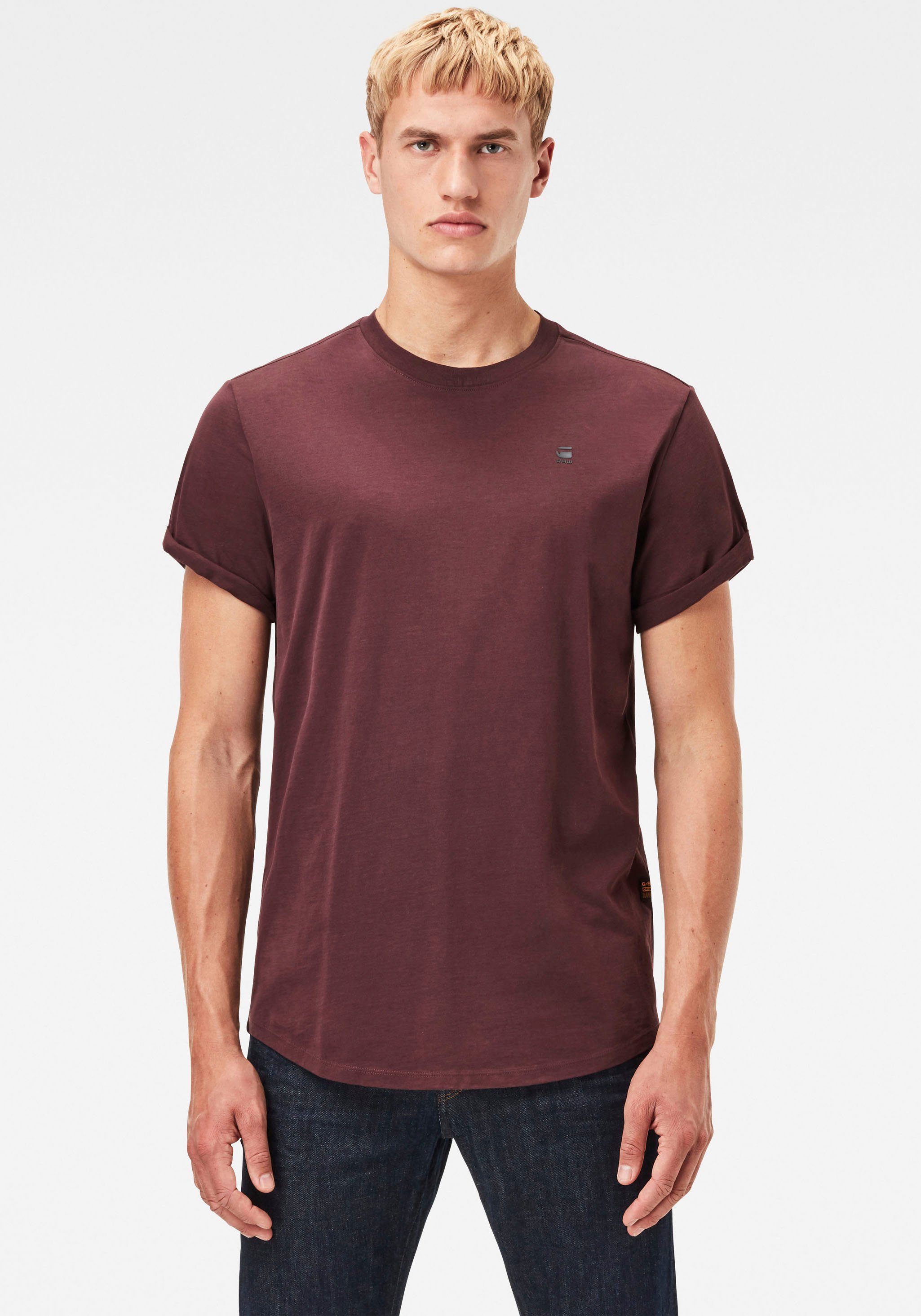 G-Star RAW T-Shirt Lash mit kleinem Logo Stitching dark fig