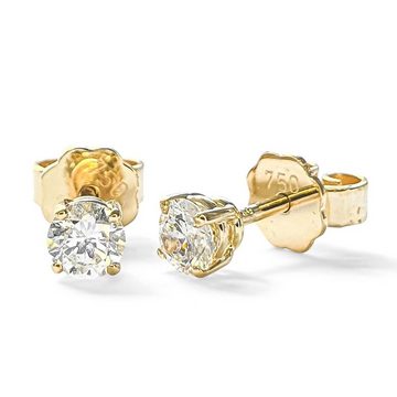Webgoldschmied Paar Ohrstecker Diamant Ohrstecker 750 Gold mit 2 Diamanten Brillanten 0,60 F/IF, handgearbeitet