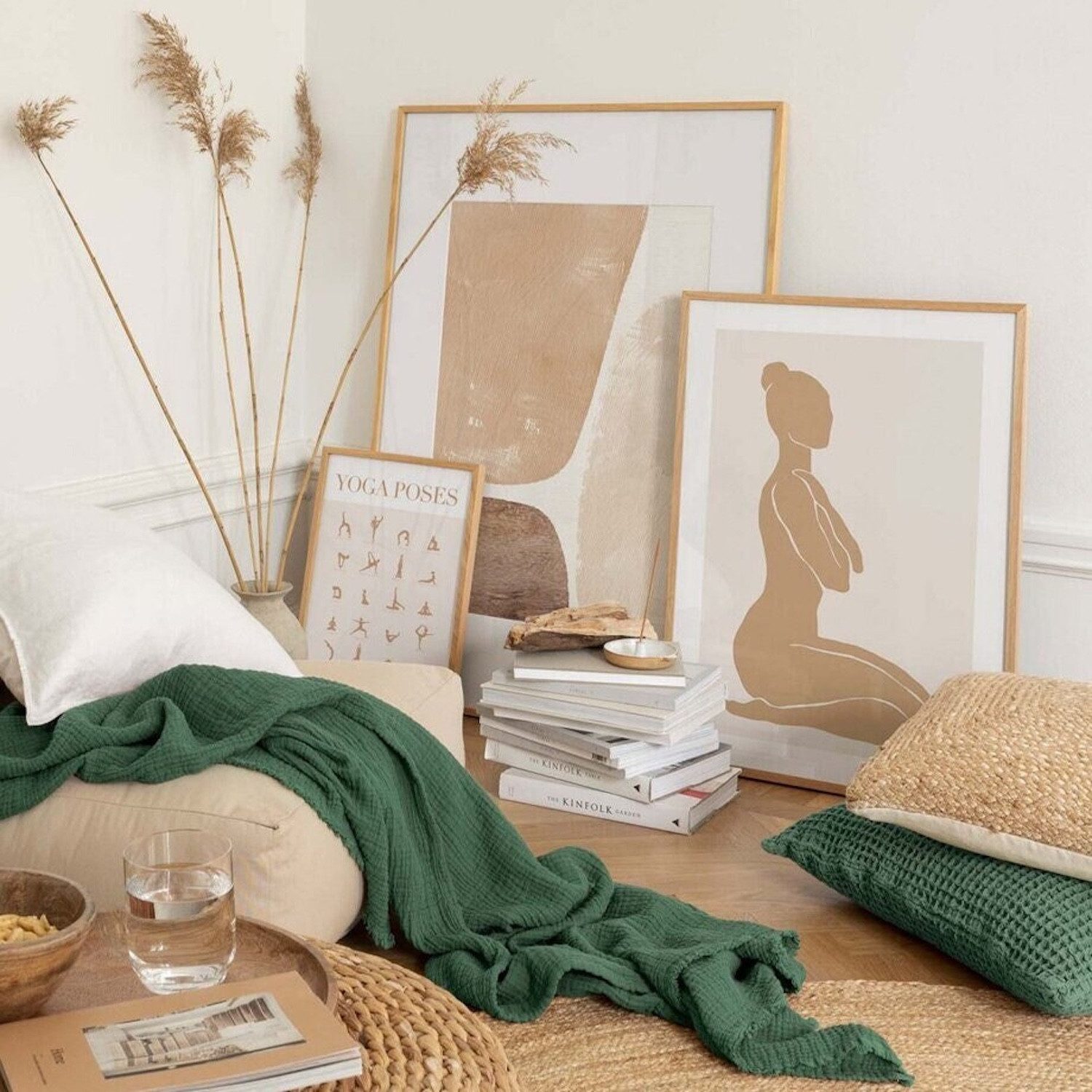 JUSTGOODMOOD Poster Yoga Abstrakt sitzende Frau und Posen als Deko Print ohne Rahmen 20x25, C (1 St)