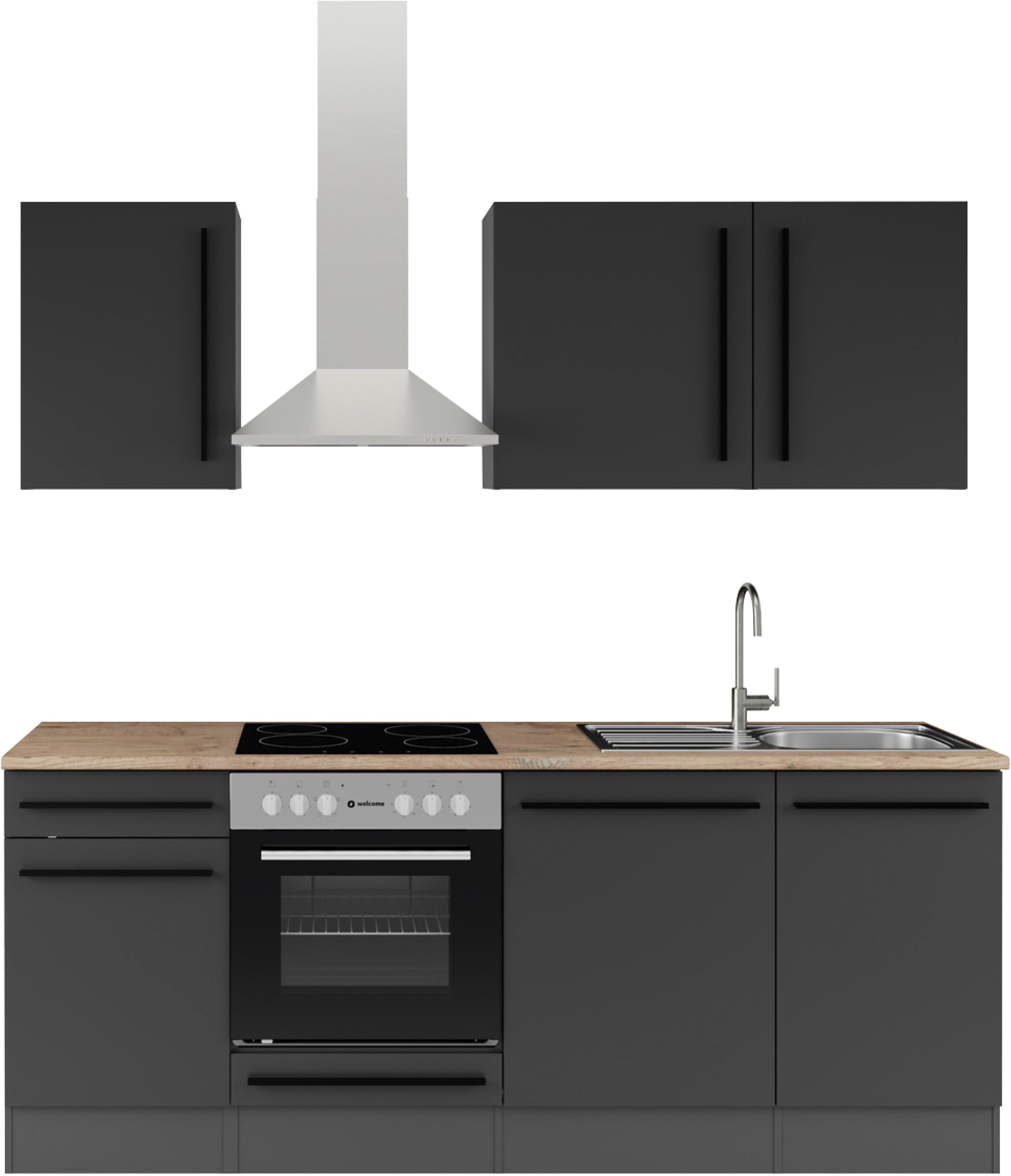 BASIC by Balculina Küchenzeile Jazz, Breite 220 cm, wahlweise mit E-Geräten