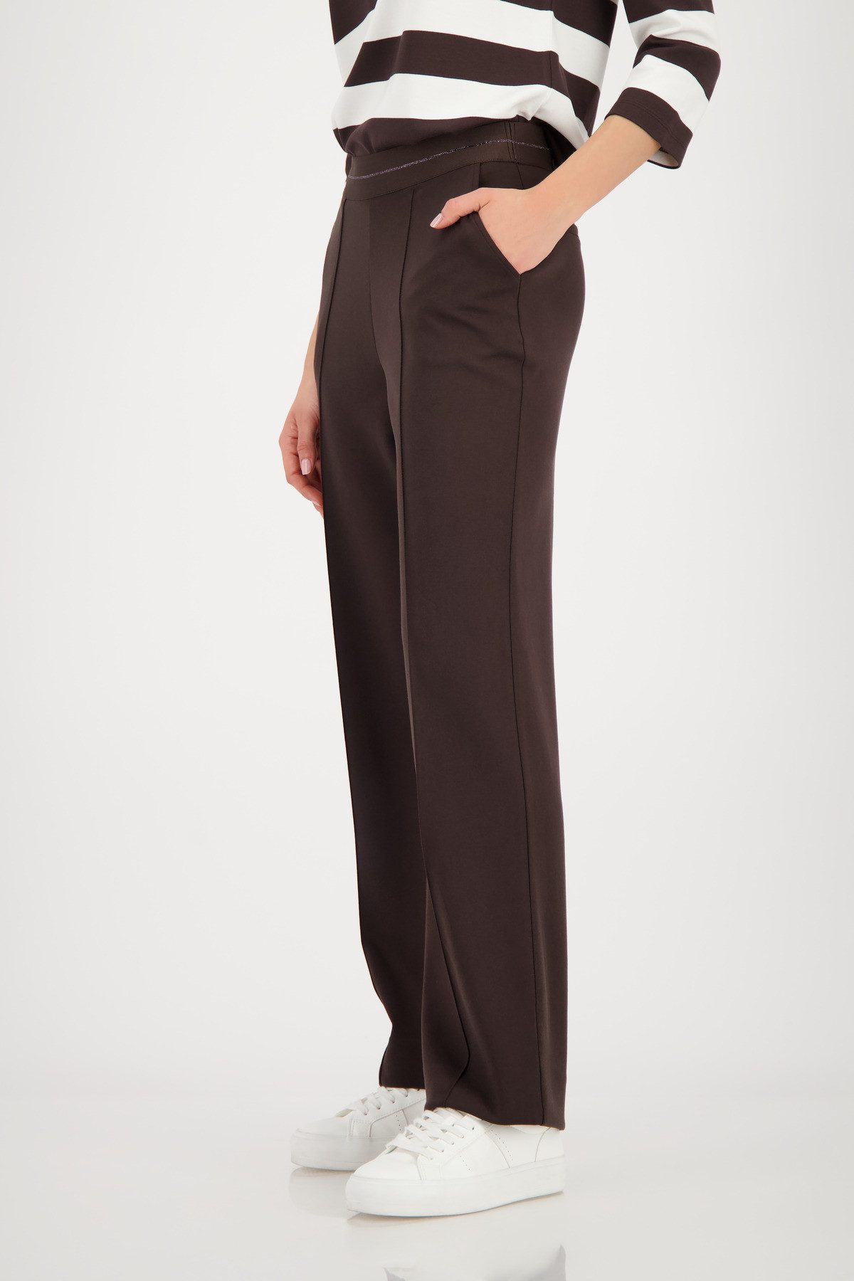 Monari Jogger Pants Basic Lurex elastischer Bund mit Glitzerstreifen, Strai günstig online kaufen