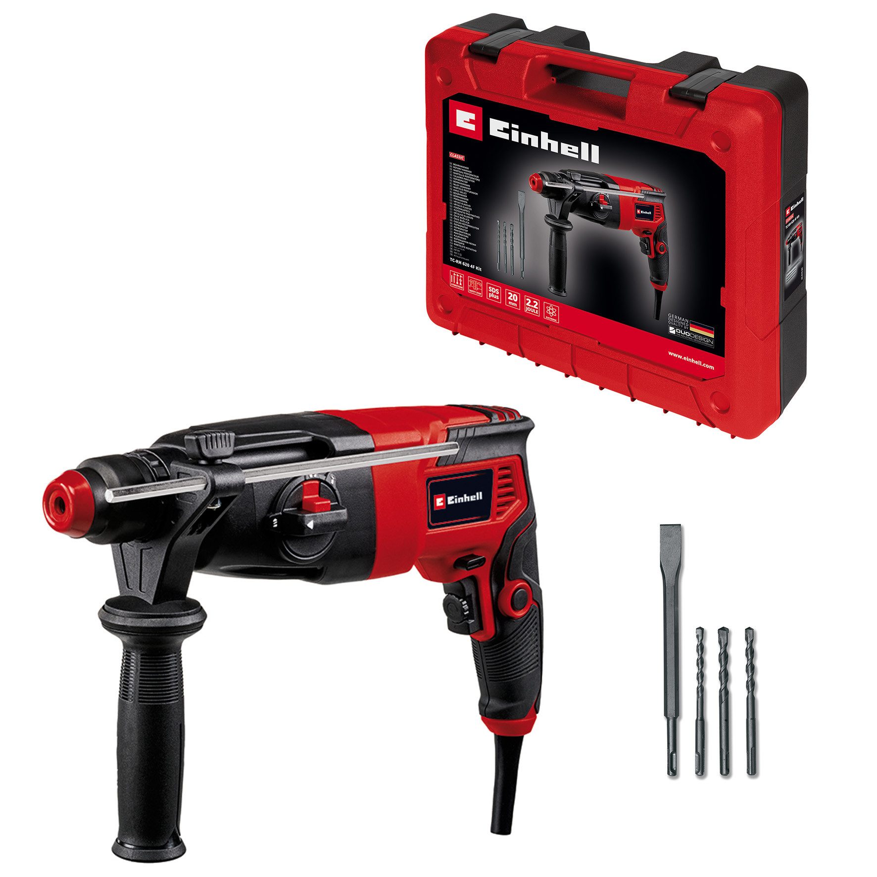 Einhell Bohrhammer TC-RH 620 4F Kit, 230 V, inkl. Koffer für universelle Aufbewahrung von Werkzeug und Zubehör von Einhell