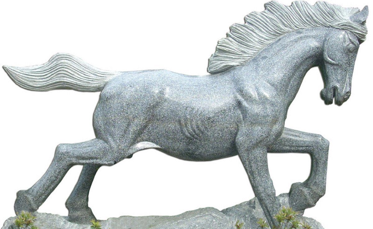 Casa Padrino Skulptur Luxus Deko Stein Skulptur Pferd Grau 95 cm - Moderne Stein Figur - Dekofigur - Tierfigur - Deko Accessoires - Luxus Kollektion
