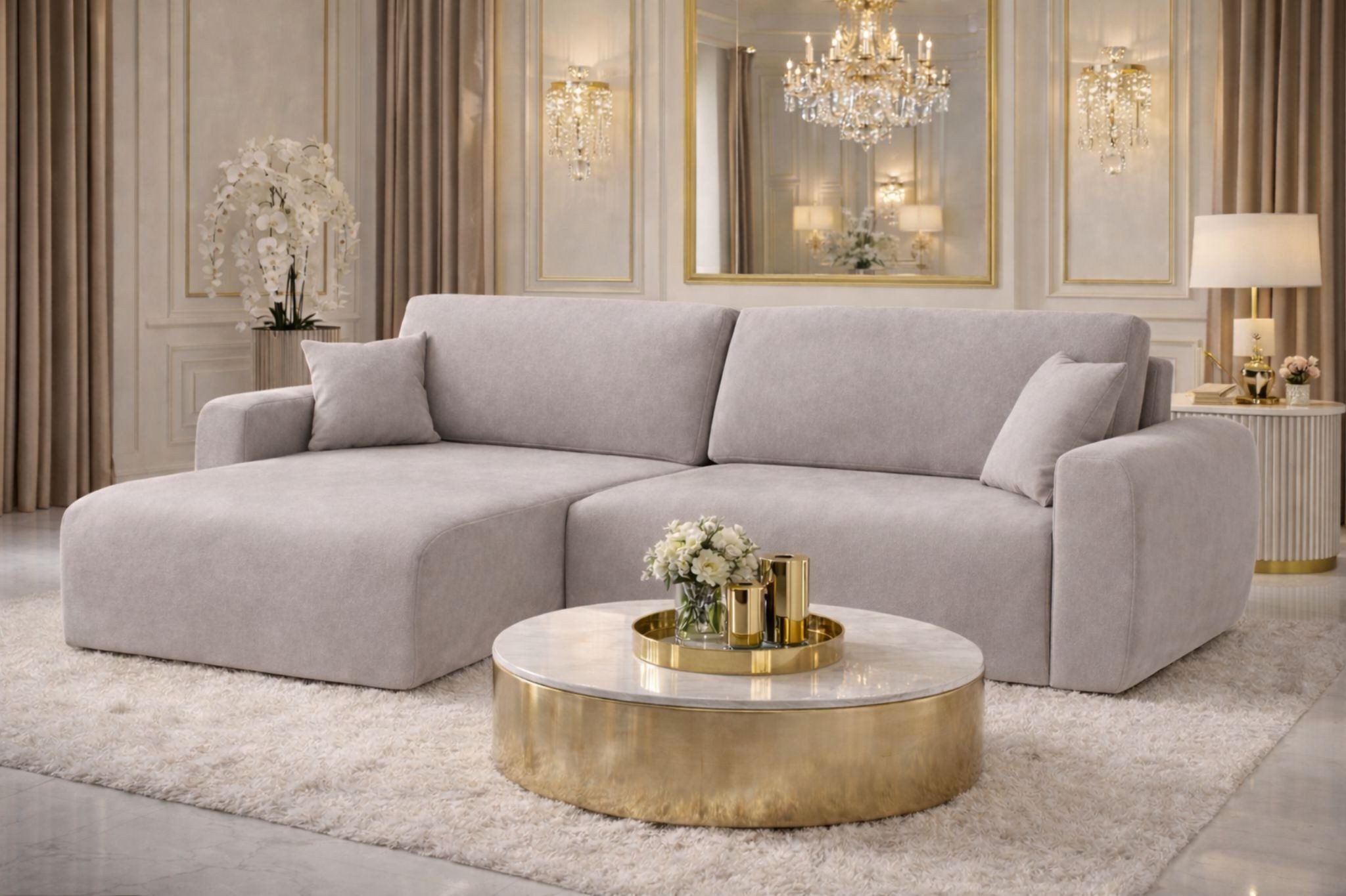 Kaiser Möbel Ecksofa mit Schlaffunktion und Bettkasten Ariel L Velours Sofa Salvador, mit Schlaffunktion,integrierter Stauraum,pflegeleichter Veloursstoff