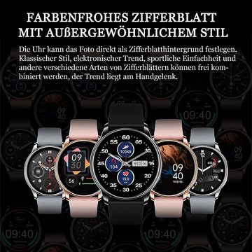 findtime Smartwatch (1,32 Zoll, Android iOS), Gesundheits Fitnessuhr Whatsapp Funktion Pulsuhr Digitale Armbanduhr