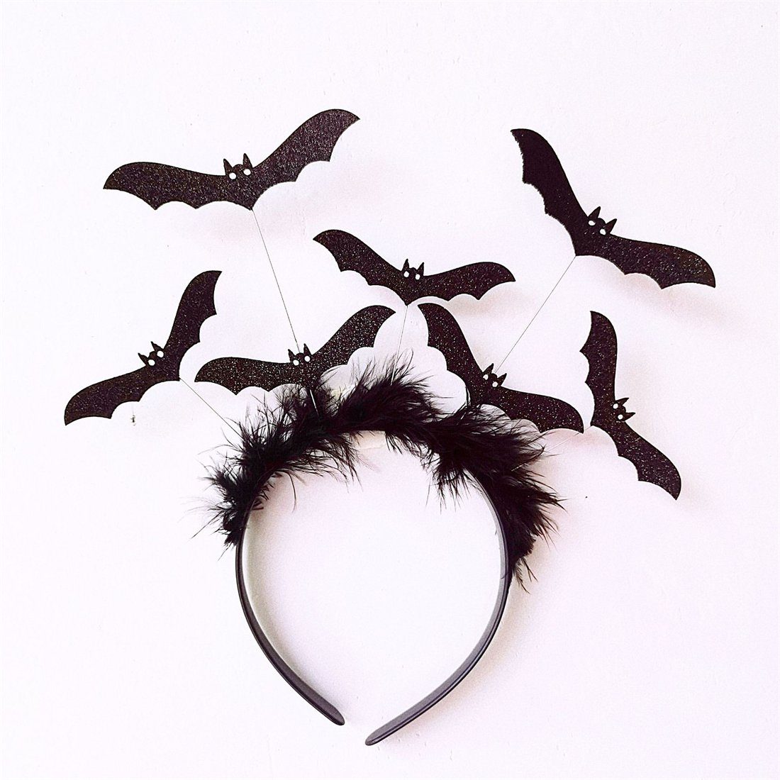 YOOdy~ Diadem damen Halloween Fledermaus kopfschmuck Dekoration Requisiten (1-tlg), für Halloween, Abschlussball, Party,festliche,halloween deko Obsidian Schwarz