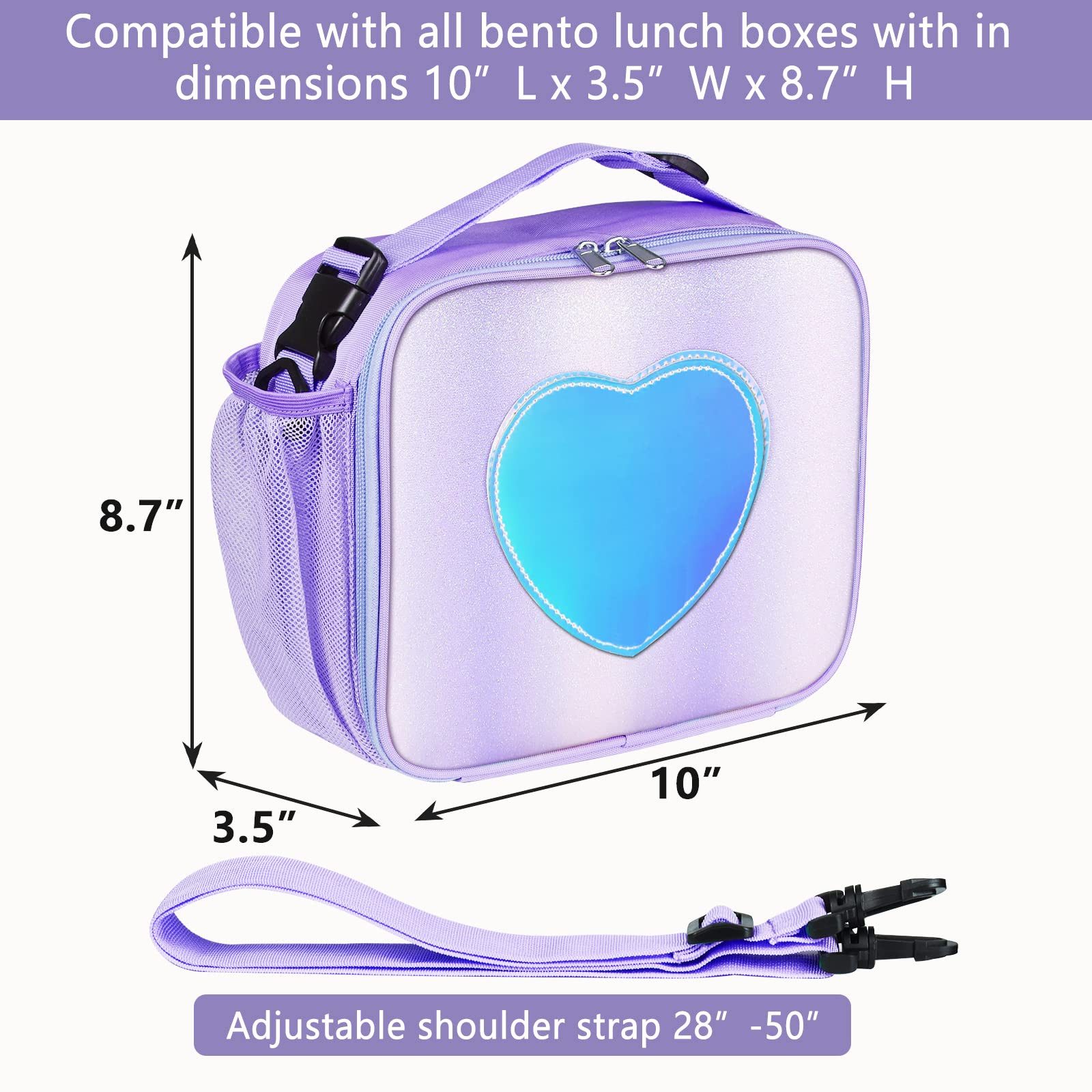 Coonoor Kühltasche Lunchbox für Kinder und Mädchen, isolierte Regenbogen-Tragetasche, auslaufsichere Thermo-Kühltasche, wiederverwendbare Lunchtasche