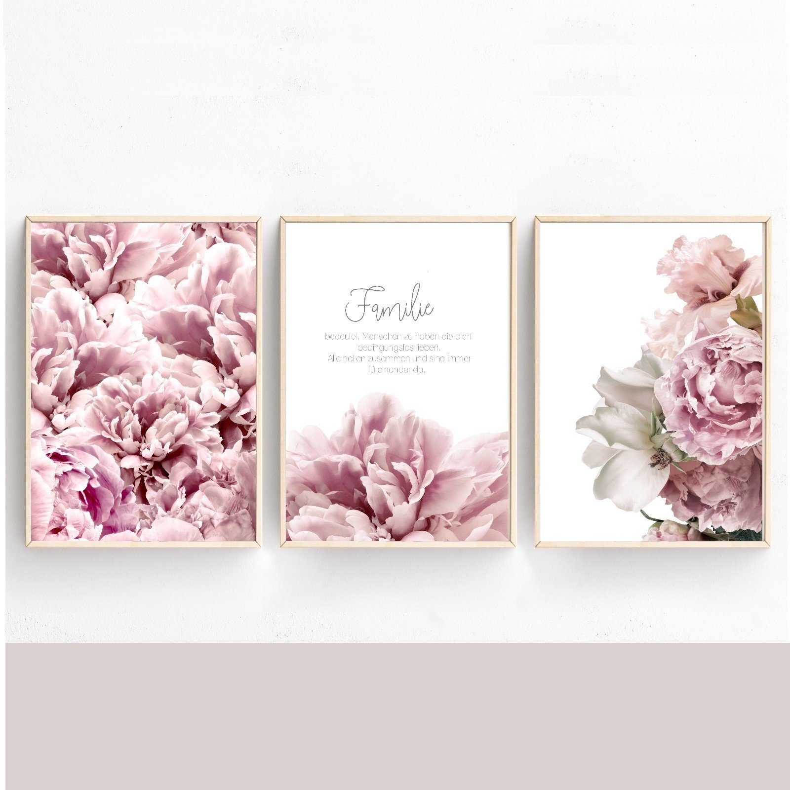 homestyle-accessoires Poster Bilder Wandbilder FAMILIE ALLE HALTEN ZUSAMMEN 3er SET DIN A4/ DIN A3, - OHNE BILDERRAHMEN - Sorgfältige & sichere Verpackung