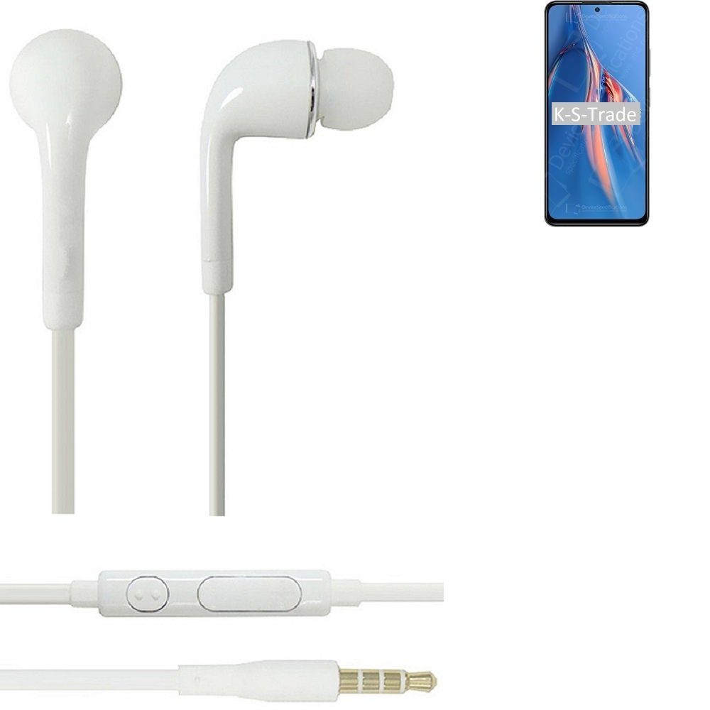 K-S-Trade für Xiaomi Redmi Note 11E Pro In-Ear-Kopfhörer (Kopfhörer Headset mit Mikrofon u Lautstärkeregler weiß 3,5mm)