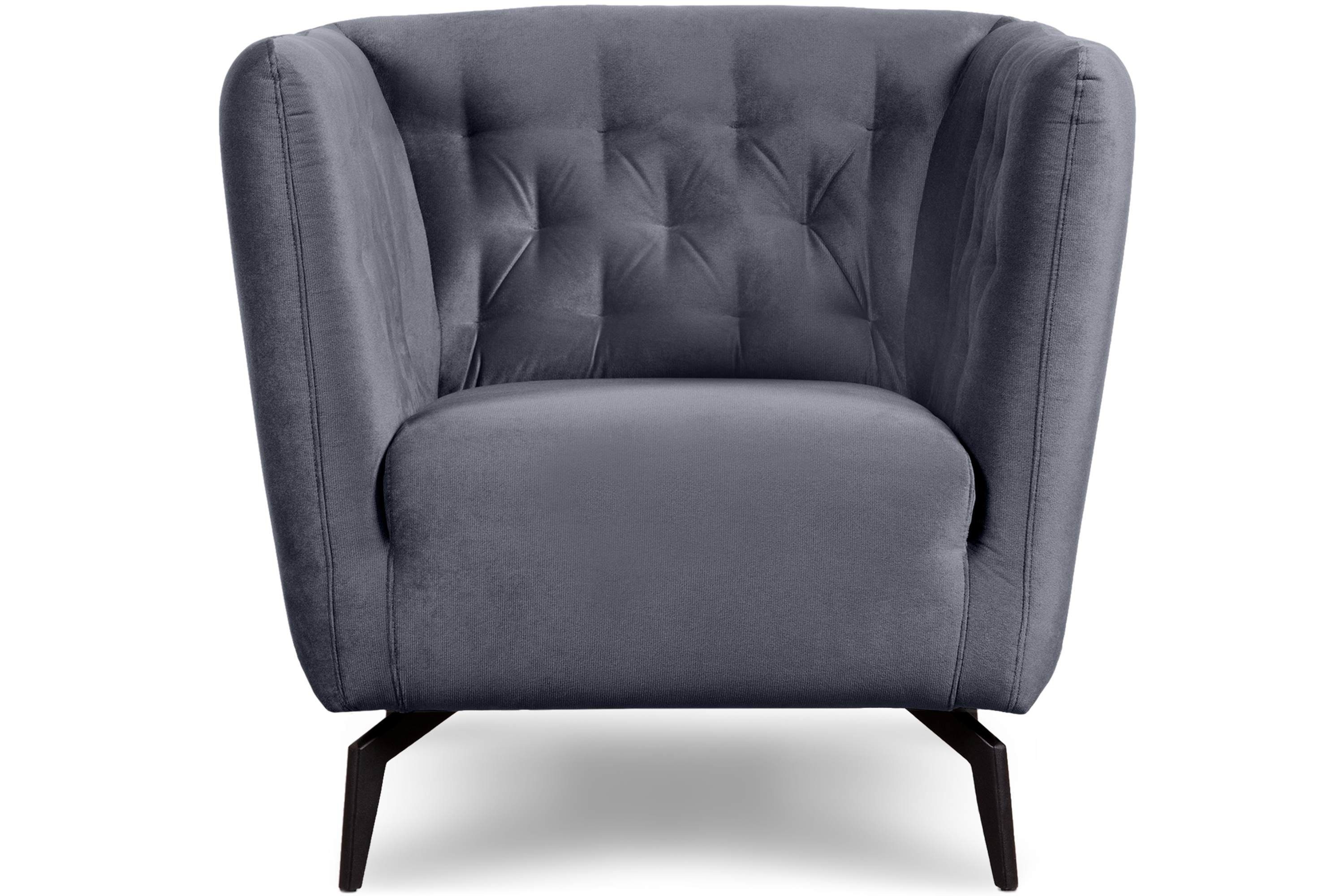 Konsimo Sessel CORDI Gesteppter Sessel, auf hohen Metallfüßen, Schaumstoff und gewellte Feder im Sitz grau | grau