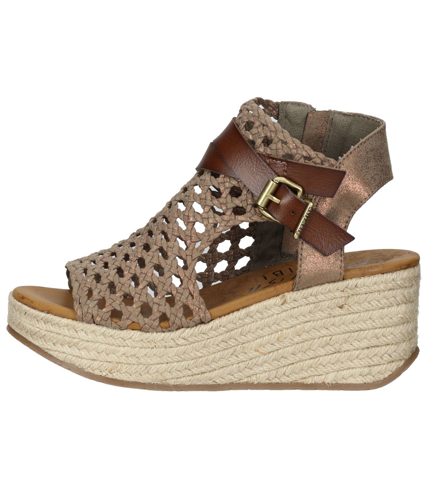 Braun Lederimitat/Textil Sandalen Blowfish Keilsandalette