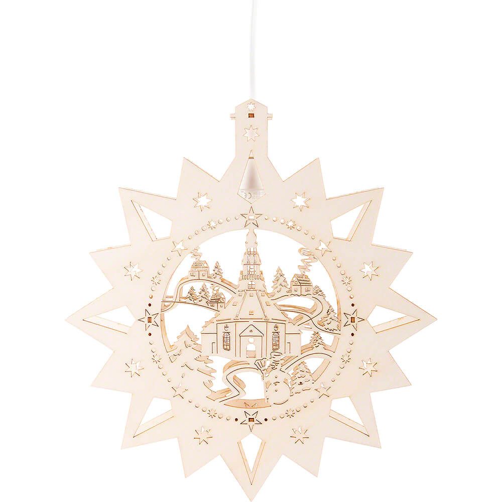 Erzgebirge-Palast Schwibbogen Fensterbild Seiffener Kirche (32cm) von Saico günstig online kaufen