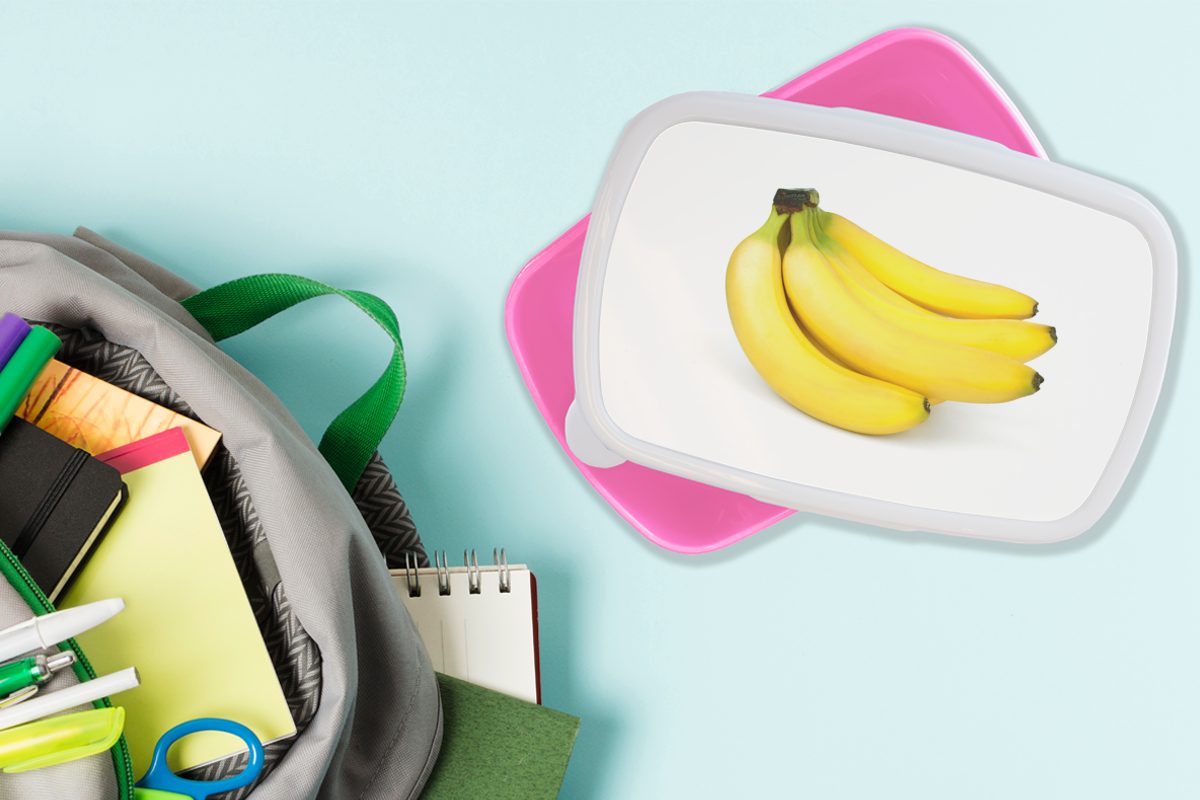 Mädchen, Banane MuchoWow Kunststoff, Gelb Kunststoff Erwachsene, Lunchbox Brotbox (2-tlg), rosa - - Obst, Snackbox, für Brotdose Kinder,