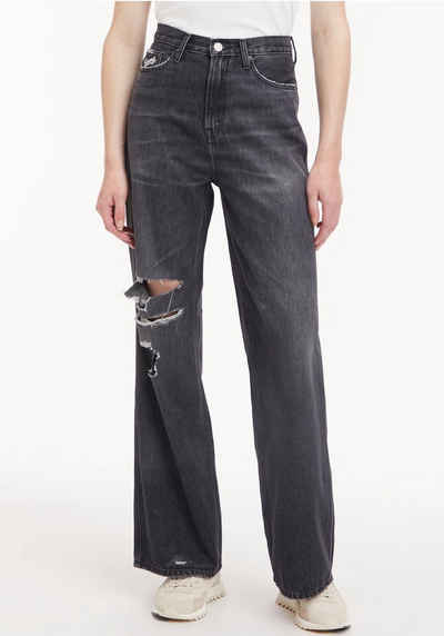 Tommy Jeans Weite Jeans CLAIRE HR WIDE AG8081 mit gesticktem Tommy Jeans Schriftzug & Destroyed-Details