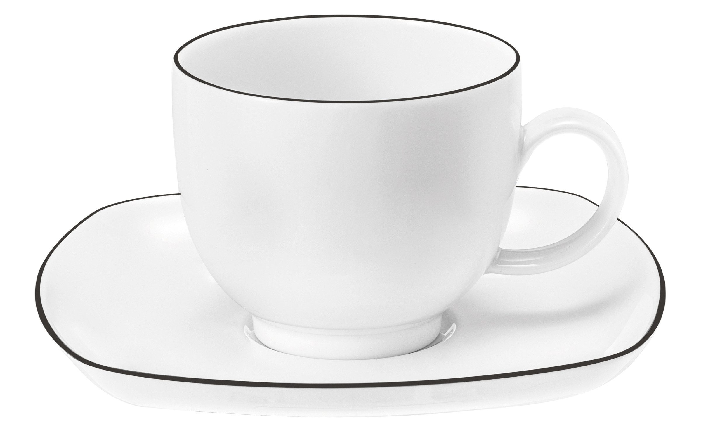 Seltmann Weiden Untertasse Lido Black Line, (1 St), Kombi-Untertasse eckig 14,5 cm