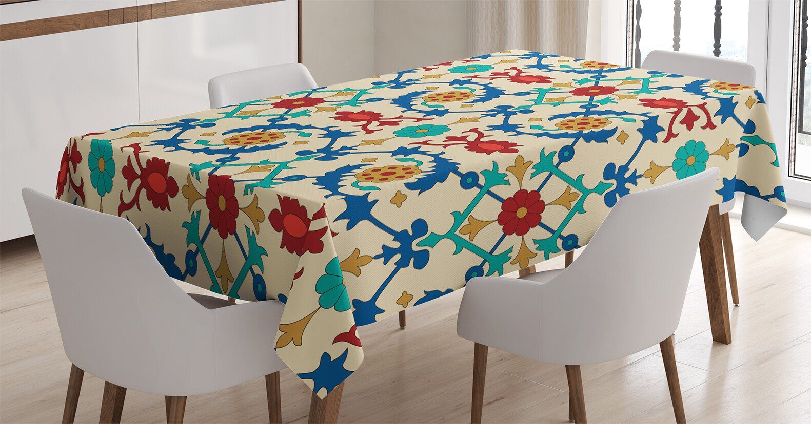 Für Bereich Außen Tischdecke geeignet Barock Bunt den Floral Abakuhaus Farbfest Farben, Klare Waschbar