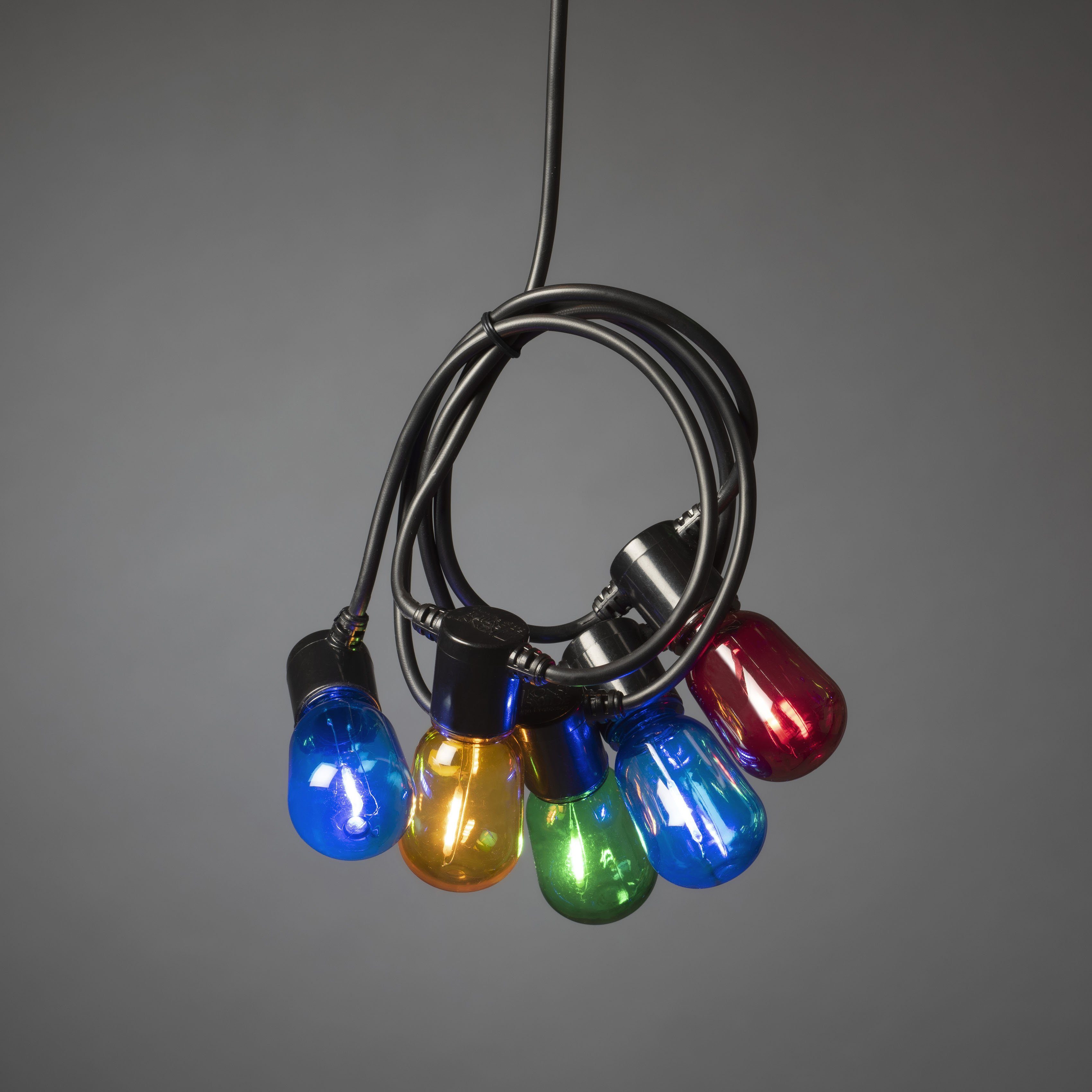 KONSTSMIDE LED-Lichterkette Weihnachtsdeko aussen, 40-flammig, LED Biergartenkette, bunt, 40 bunte Birnen / 80 warm weiße Dioden