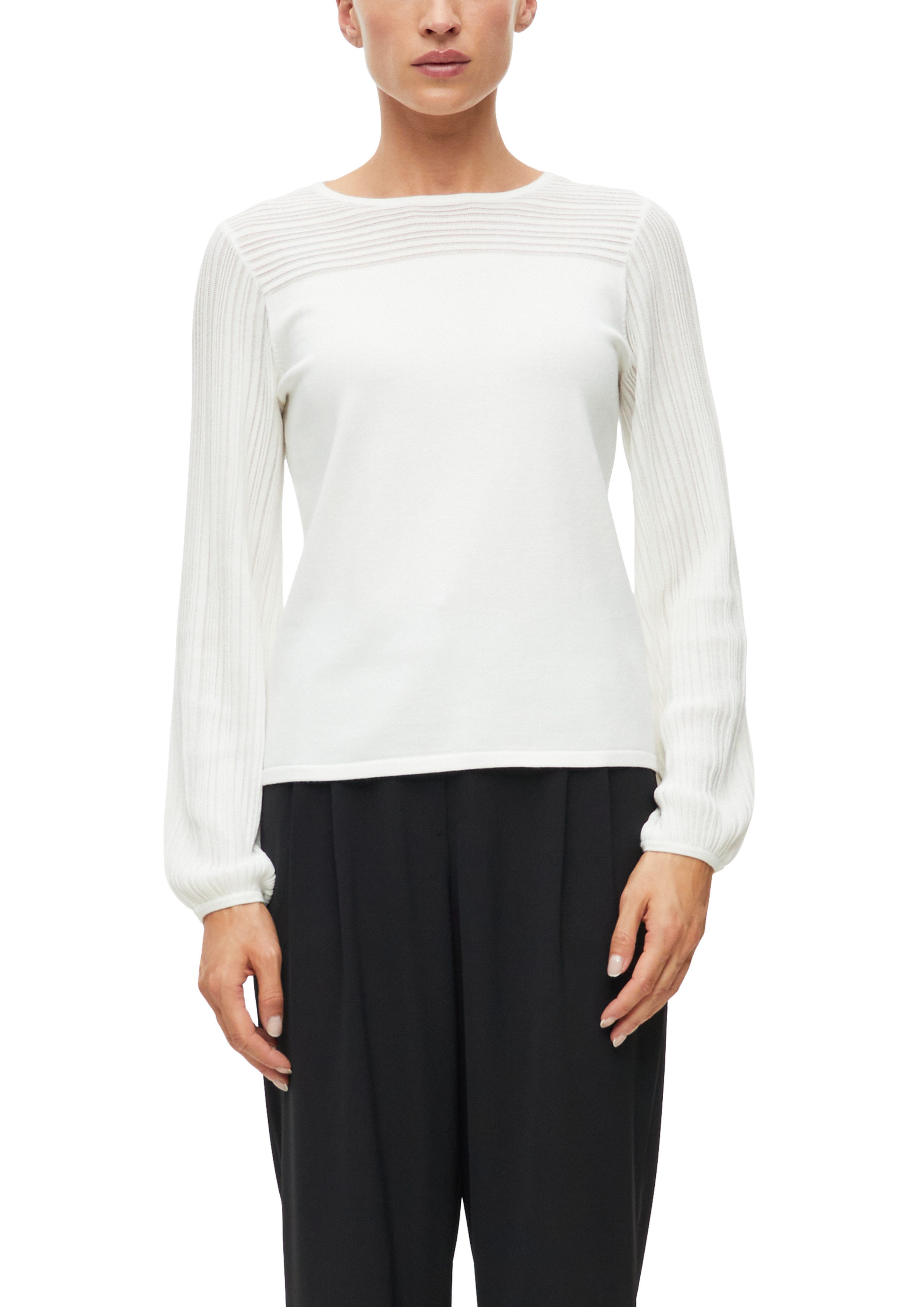 s.Oliver BLACK LABEL Strickpullover Rippenstruktur an Ärmeln und Schulterpartie / Viskose