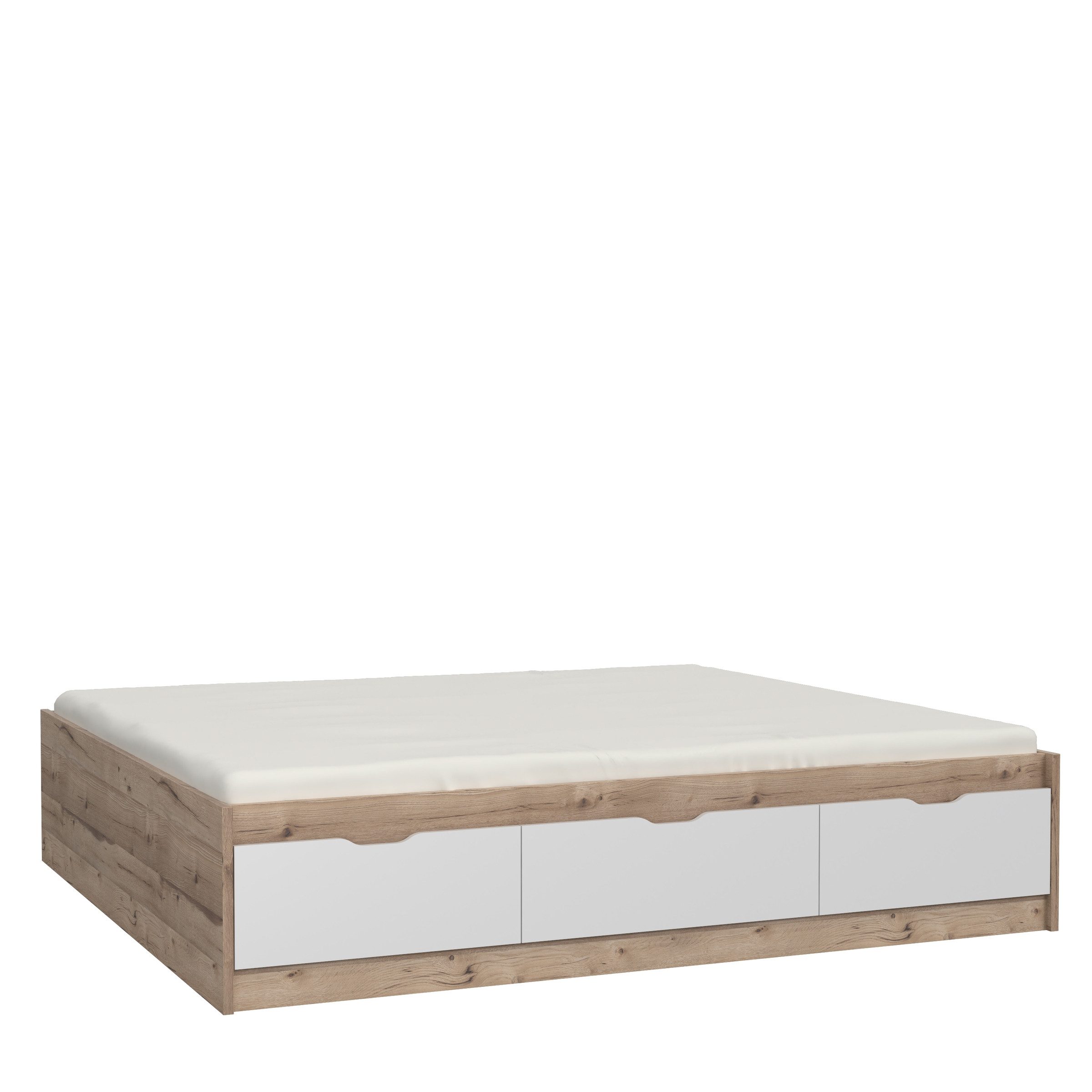 freiraum Bett VANKKA, in Planked Eiche, Weiss - 190,5x43x204,9cm (BxHxT)