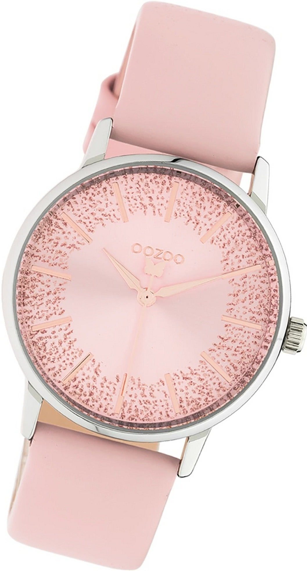 OOZOO Quarzuhr Oozoo Leder Damen Uhr C10932 Analog, Damenuhr Lederarmband rosa, rundes Gehäuse, mittel (ca. 35mm)