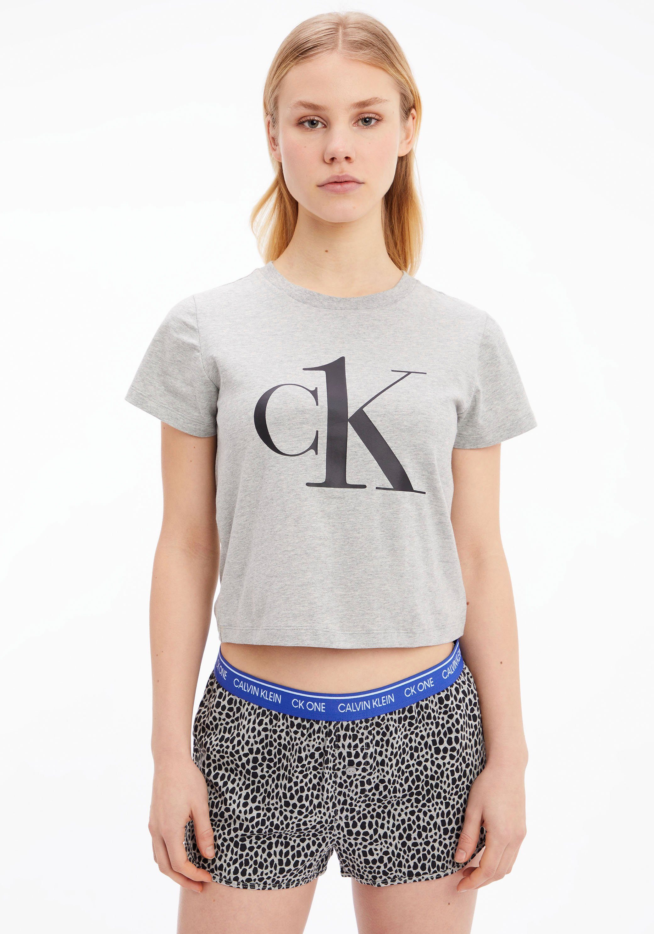 & SHORT Klein SET Shorty Calvin mit Print CK Logo-Monogramm Underwear (2 weiß-schwarz tlg)