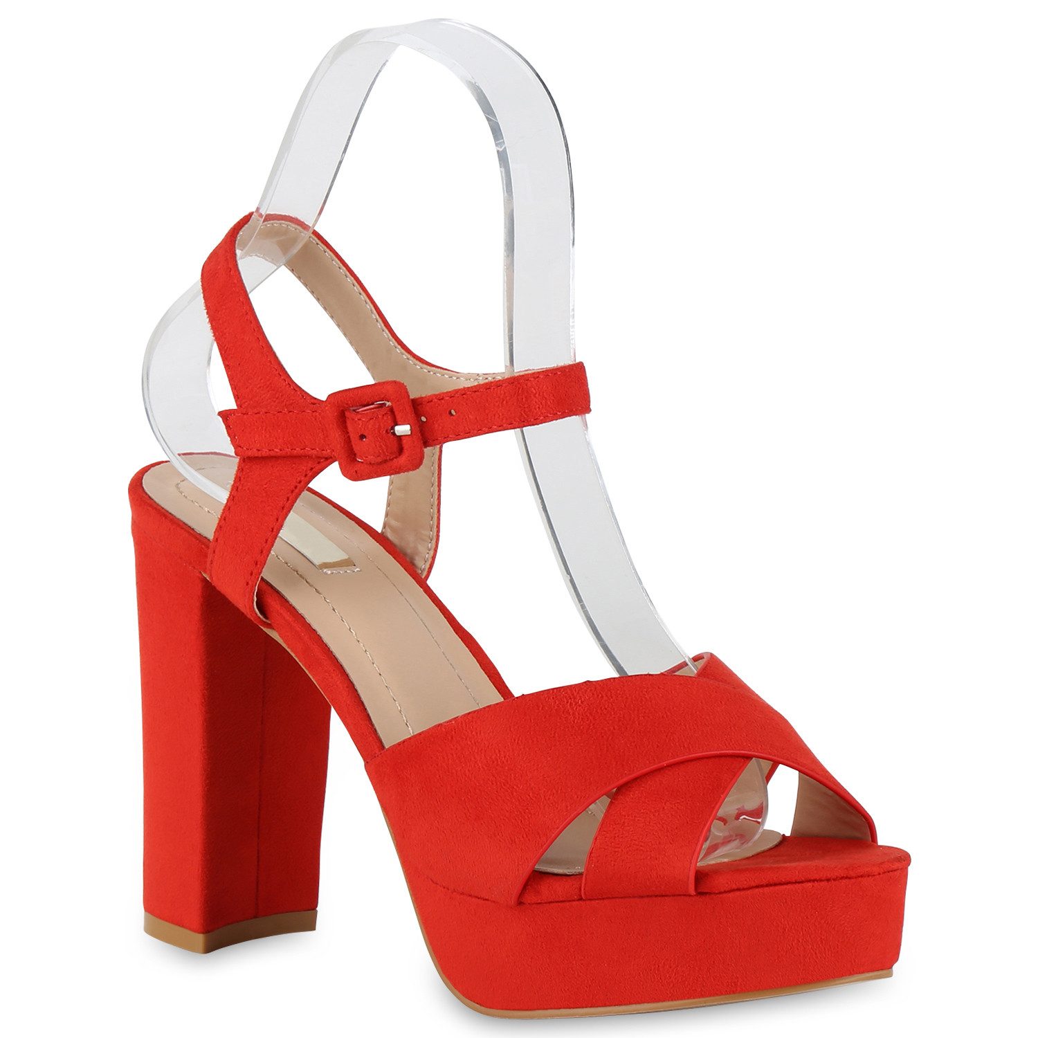 VAN HILL 826159 Plateausandaletten Damen Plateau Sandaletten Blockabsatz Party High Heels