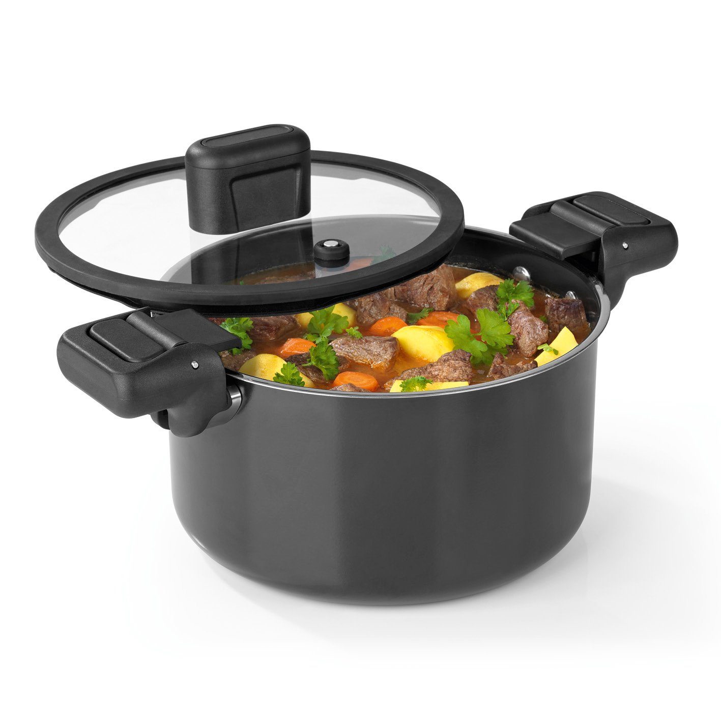 N8WERK Kochtopf N8WERK Aluguss-Energiespartopf schwarz 24 cm Durchmesser