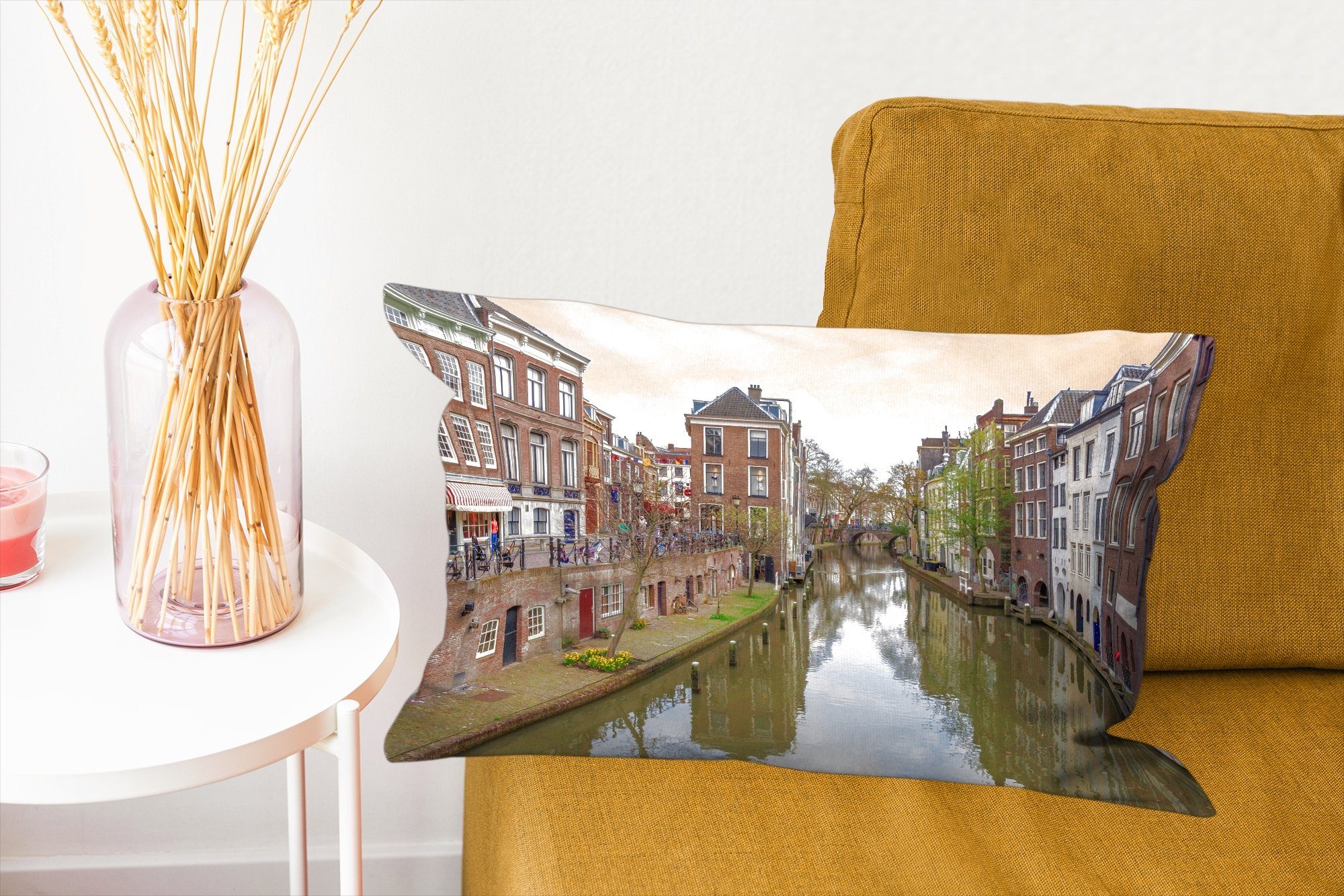 Zierkissen, Utrecht mit Architektur Dekoration, - Wohzimmer - Füllung, Kanal, Dekokissen Schlafzimmer Dekokissen MuchoWow