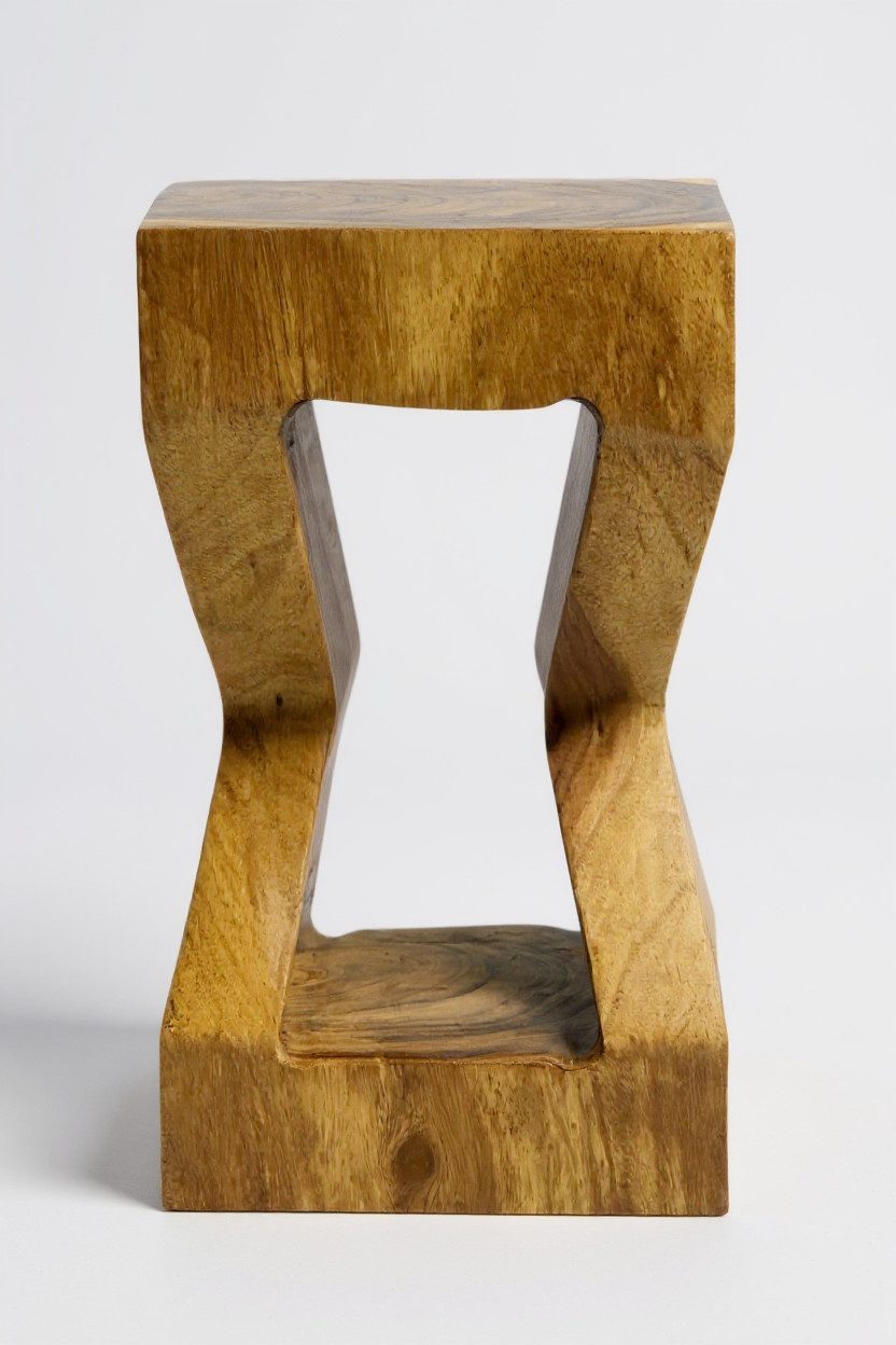FaHome Beistelltisch Natur Holzhocker Eckig - Hocker Blumenhocker (Unikat Beistelltisch Ablagetisch)