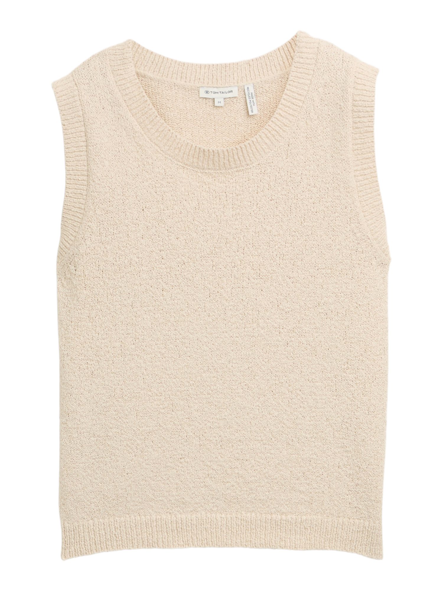 TOM TAILOR Pullunder H natur,Casual,Baumwolle,Unifarben,Rundhals,Ärmellos,Slim Fit