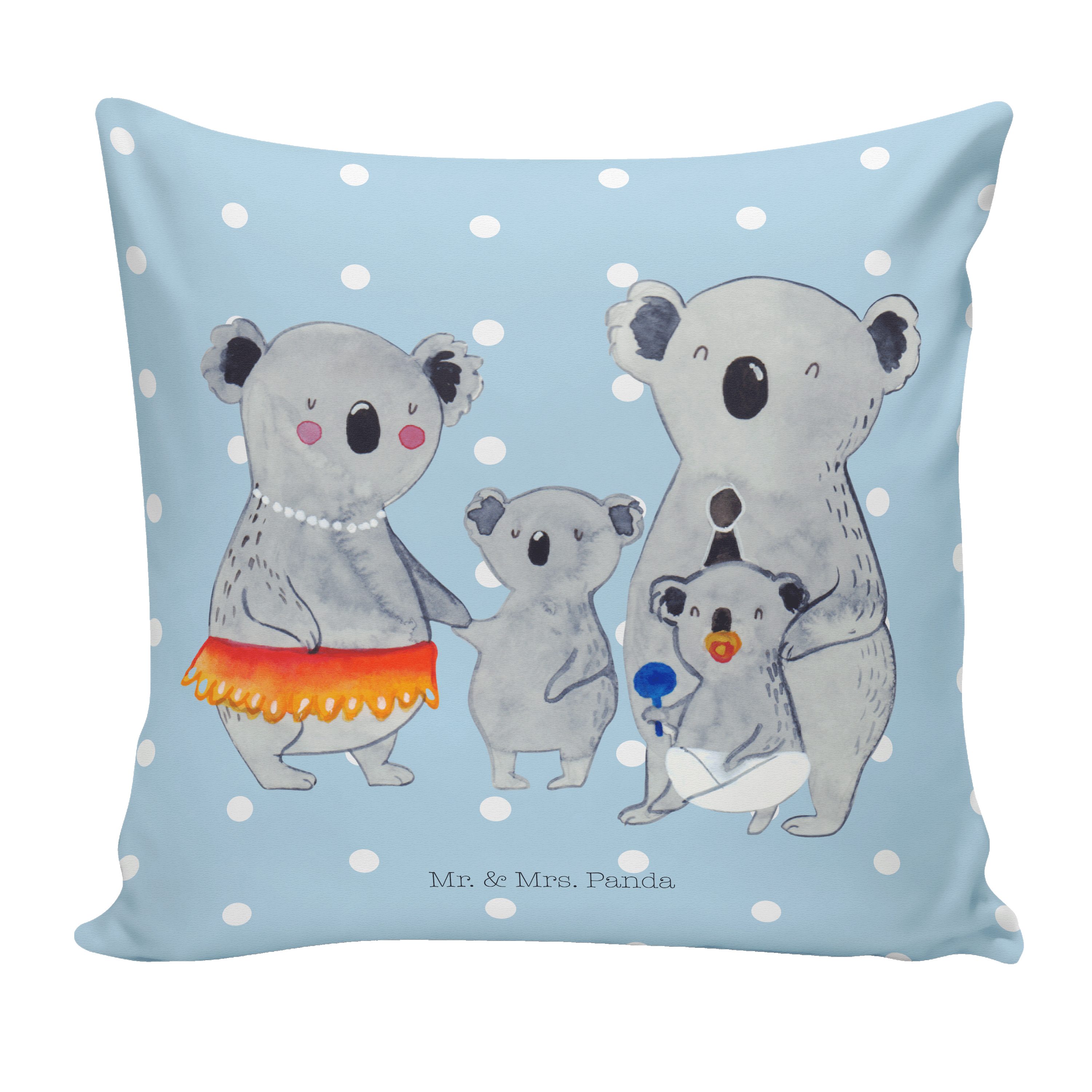 Dekokissen Blau Mrs. - Pastell - Mr. & Familienleben, Panda Koala Geschenk, Familie Mama, Familie