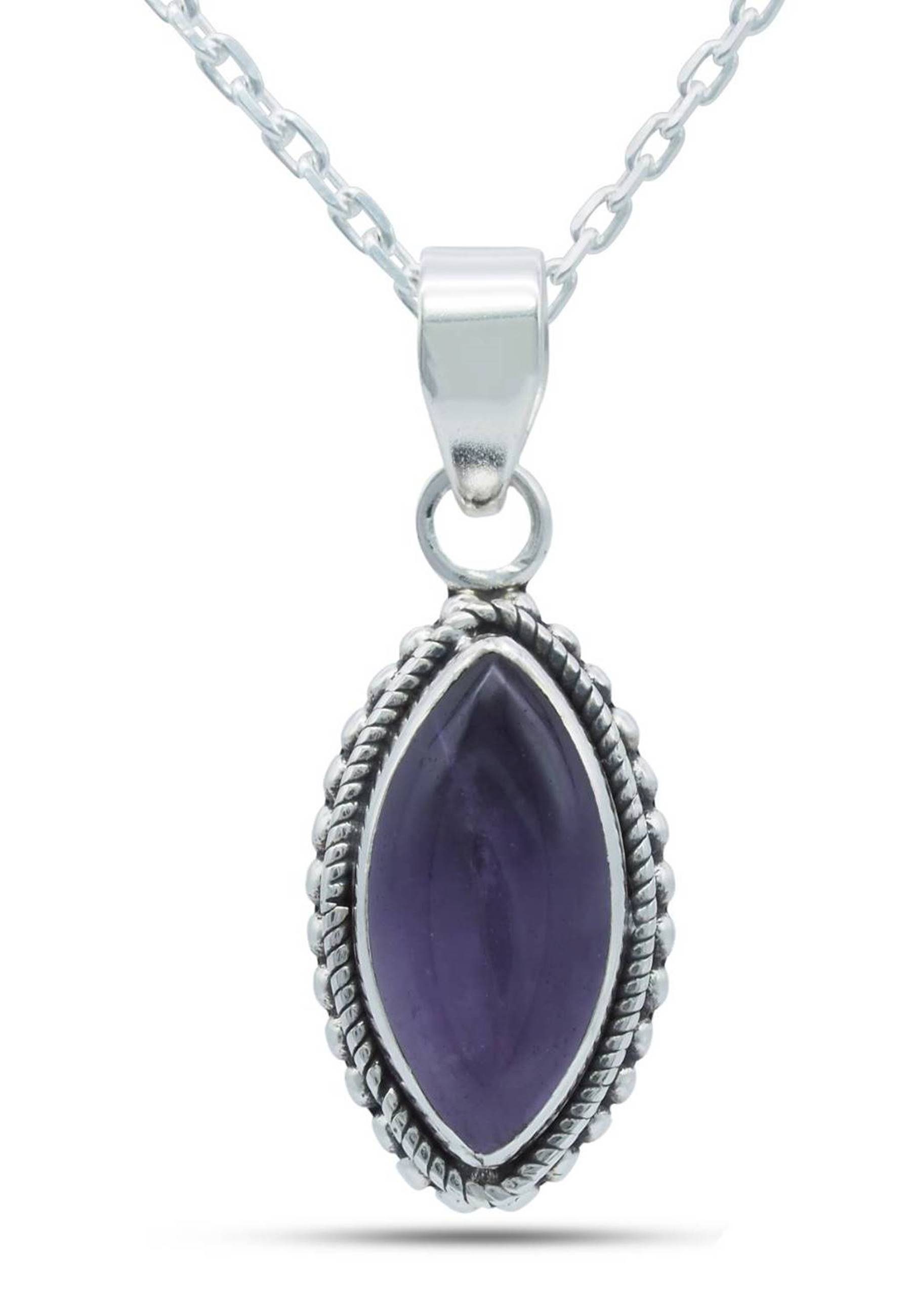 mantraroma Kette mit Anhänger 925er SilbermitAmethyst